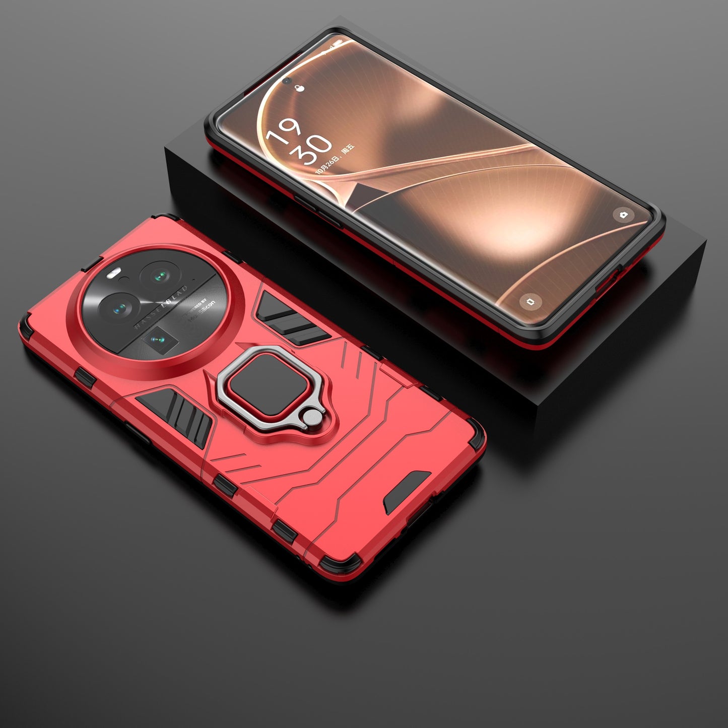 For Oppo Find X6 Pro TPU+PC Armor Defender Phone Case Finger Ring Kickstand Anti-Drop Cover