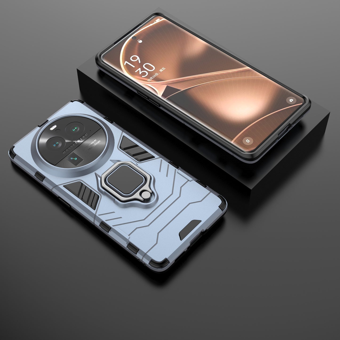 For Oppo Find X6 Pro TPU+PC Armor Defender Phone Case Finger Ring Kickstand Anti-Drop Cover