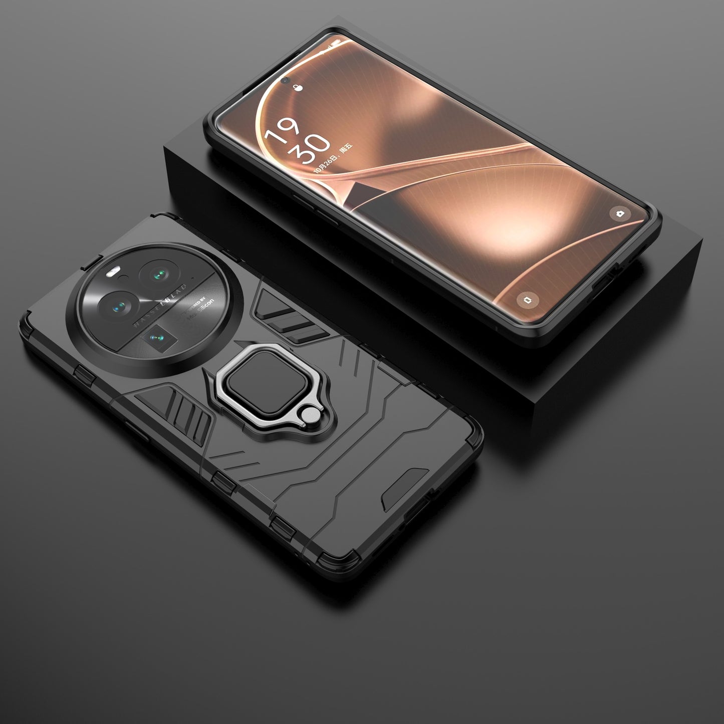 For Oppo Find X6 Pro TPU+PC Armor Defender Phone Case Finger Ring Kickstand Anti-Drop Cover