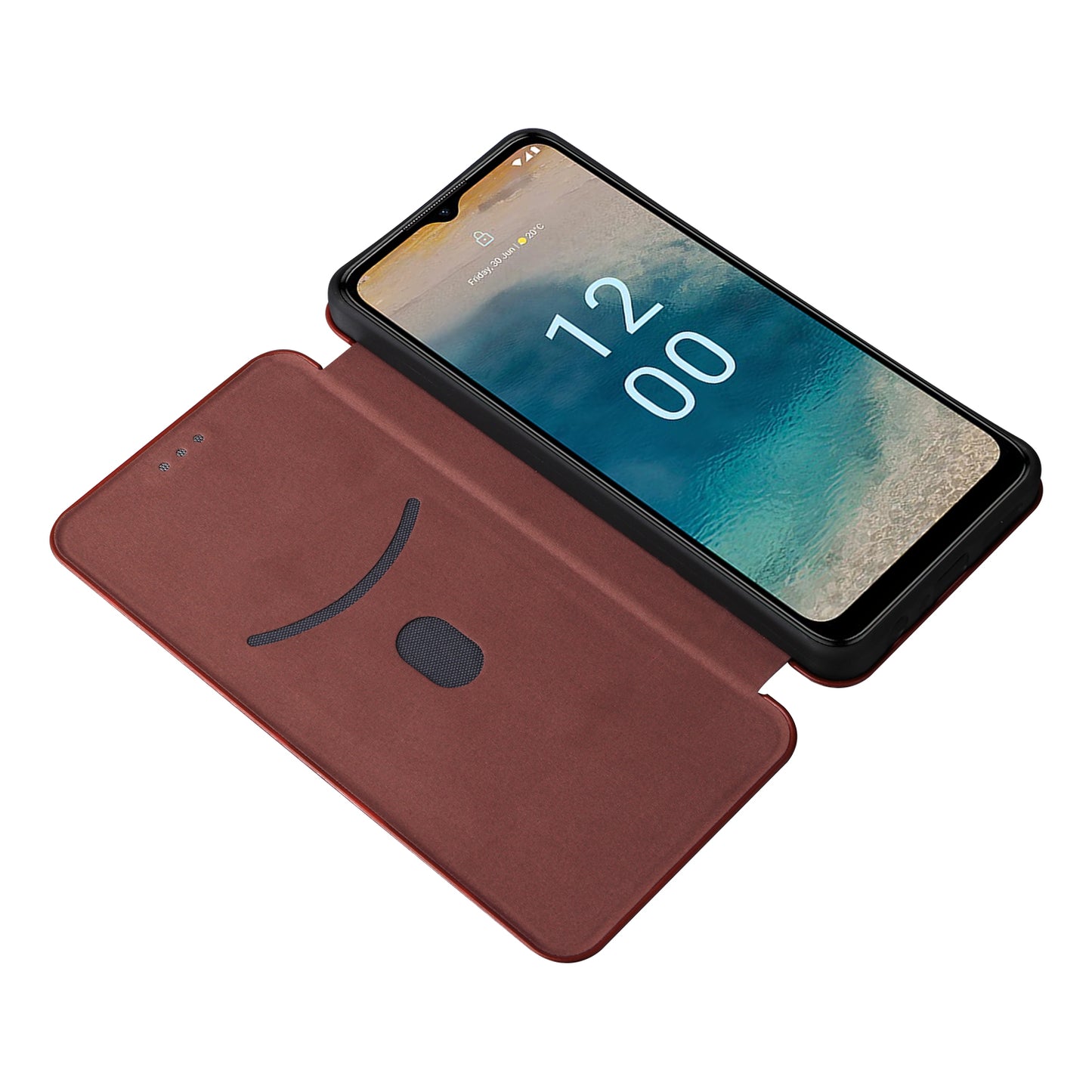 For Nokia G22 Carbon Fiber Texture Leather Case Flip Folio Stand Phone Cover with Card Holder