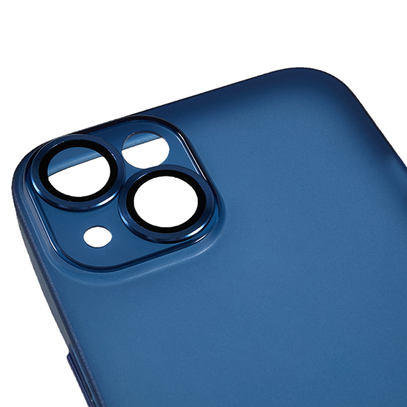 For iPhone 14 Plus Shockproof Case Anti-Drop Matte TPU Phone Cover with Metal Camera Lens Frame