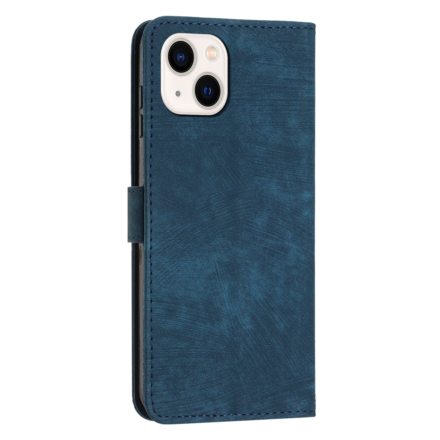 For iPhone 14 / 13 Stand Leather Phone Case Skin-touch Lines Imprinted Wallet Cover