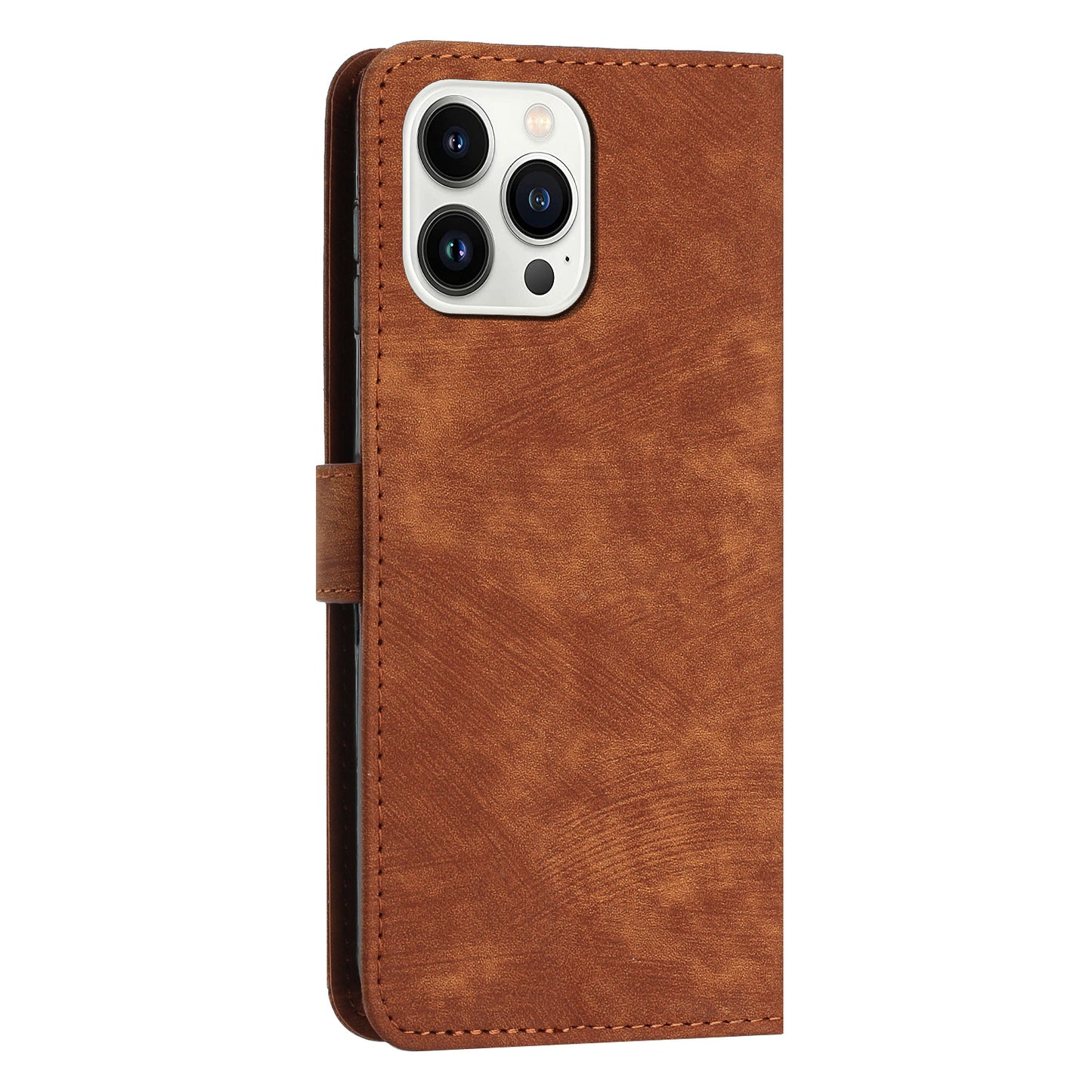 For iPhone 13 Pro Leather Stand Wallet Phone Case Skin-touch Lines Imprinted Phone Cover