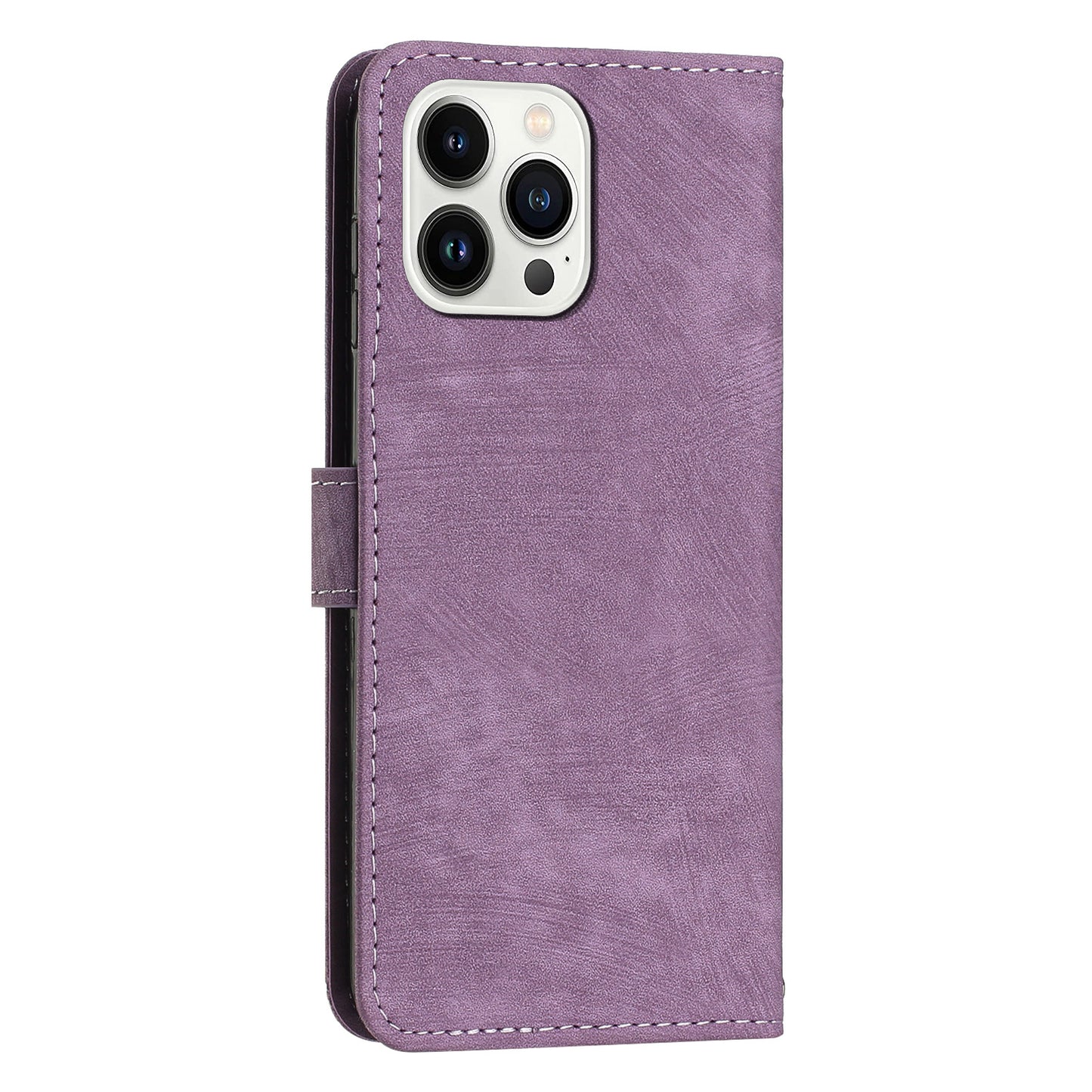 For iPhone 13 Pro Leather Stand Wallet Phone Case Skin-touch Lines Imprinted Phone Cover