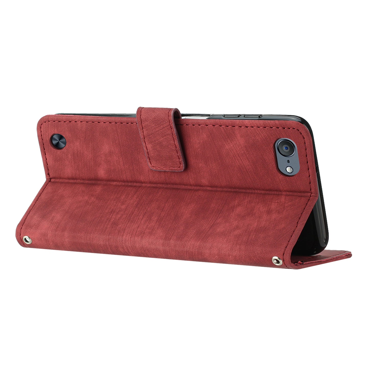 For iPod Touch 5 / 6 / (2019) Phone Case PU Leather Stand Wallet Skin-touch Lines Imprinted Cover