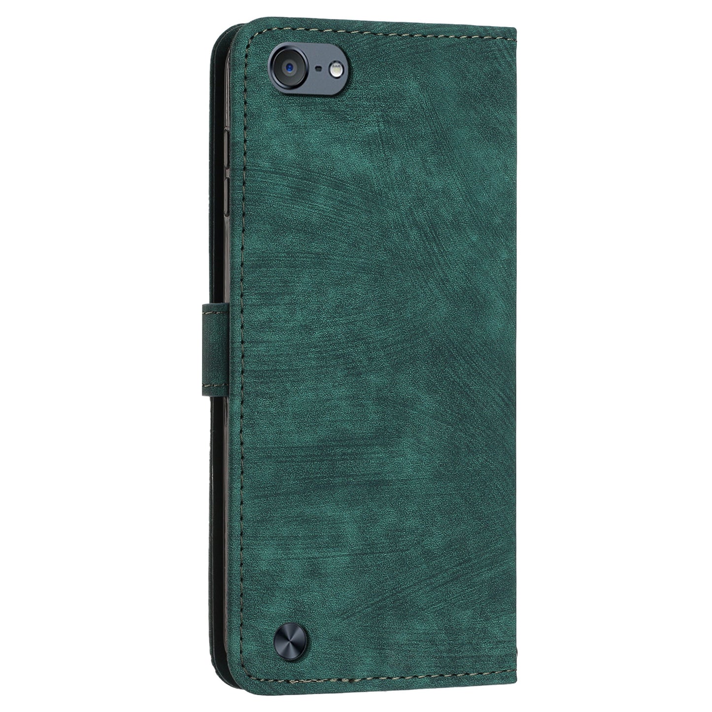 For iPod Touch (2019) / Touch 6 / Touch 5 Crossbody Wallet Case PU Leather Lines Imprinted Stand Phone Cover