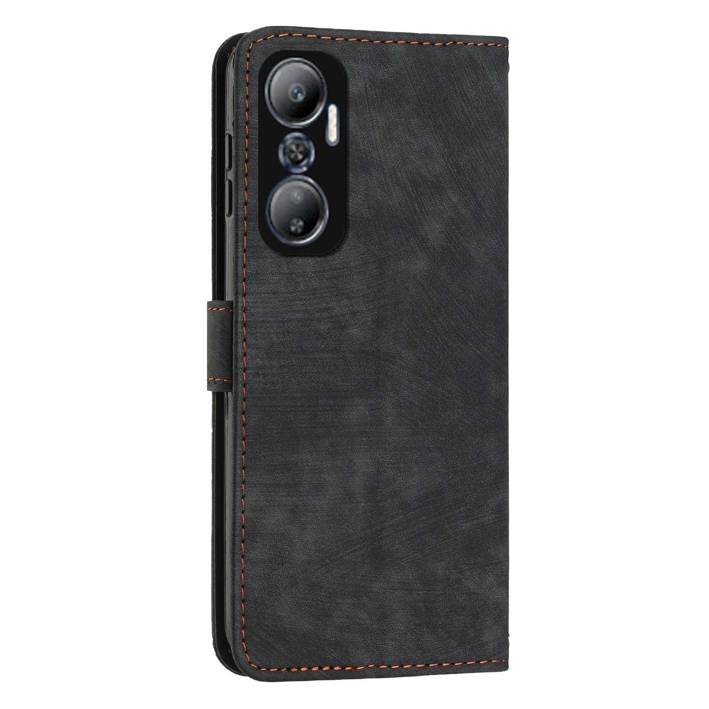 For Infinix Hot 20 4G Skin-touch Leather Phone Case Lines Imprinted Cover with Stand Wallet