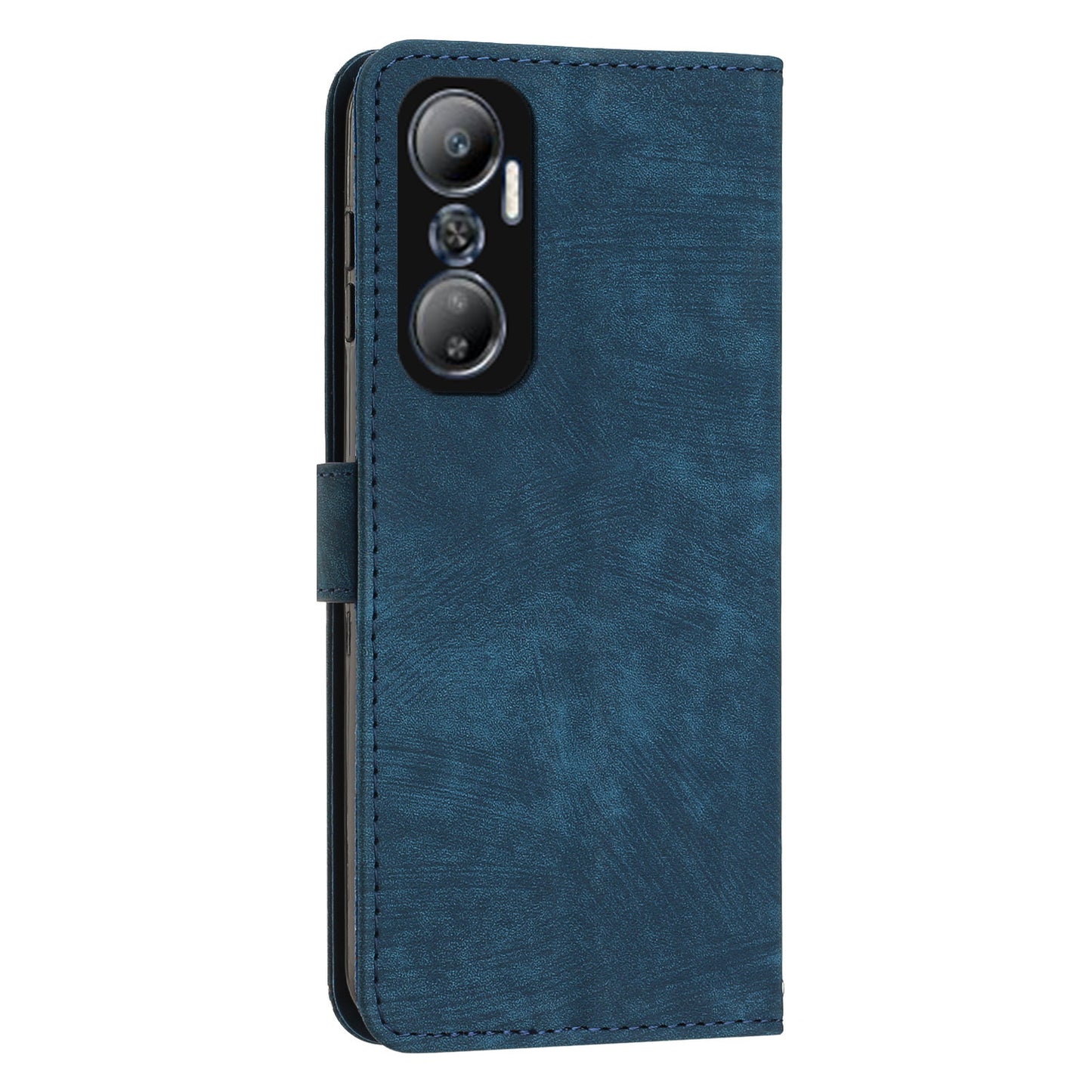For Infinix Hot 20 4G Skin-touch Leather Phone Case Lines Imprinted Cover with Stand Wallet