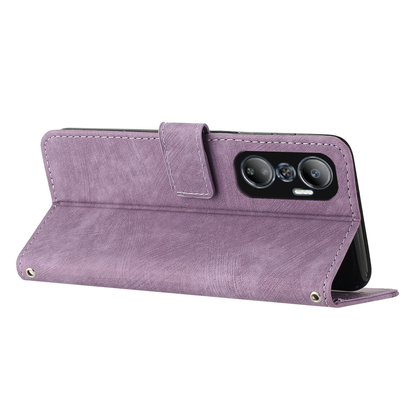 For Infinix Hot 20 4G Skin-touch Leather Phone Case Lines Imprinted Cover with Stand Wallet