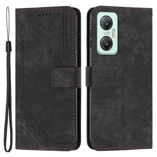 For Infinix Hot 20 5G Lines Imprinted Phone Case Leather Stand Skin-touch Wallet Cover