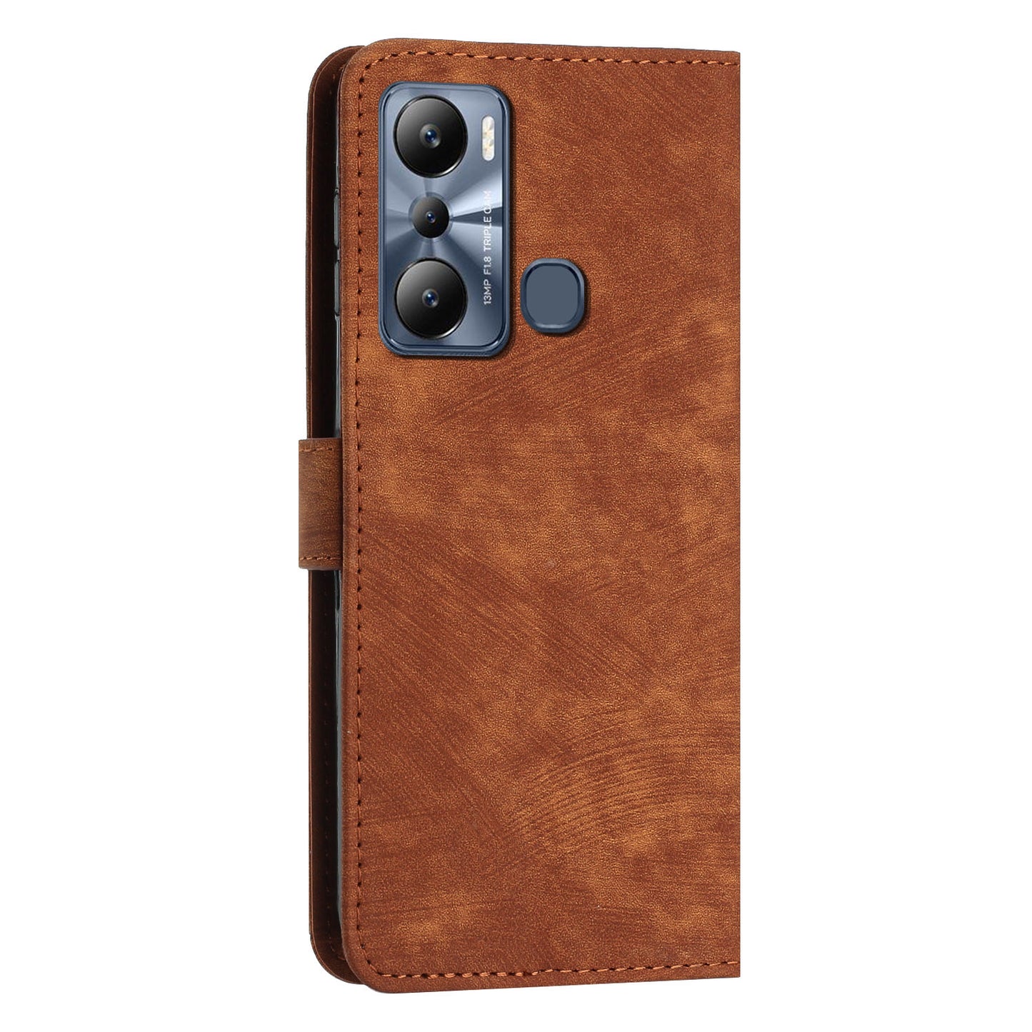 For Infinix Hot 20 Play 4G PU Leather Wallet Case Lines Imprinted Stand Skin-touch Phone Cover