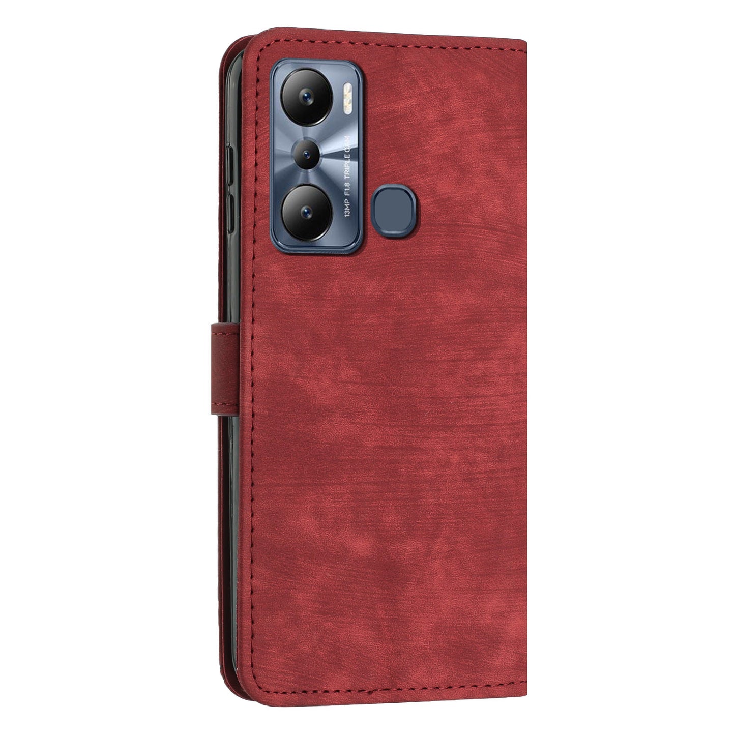 For Infinix Hot 20i 4G Stand PU Leather Case Skin-touch Lines Imprinted Phone Wallet Cover