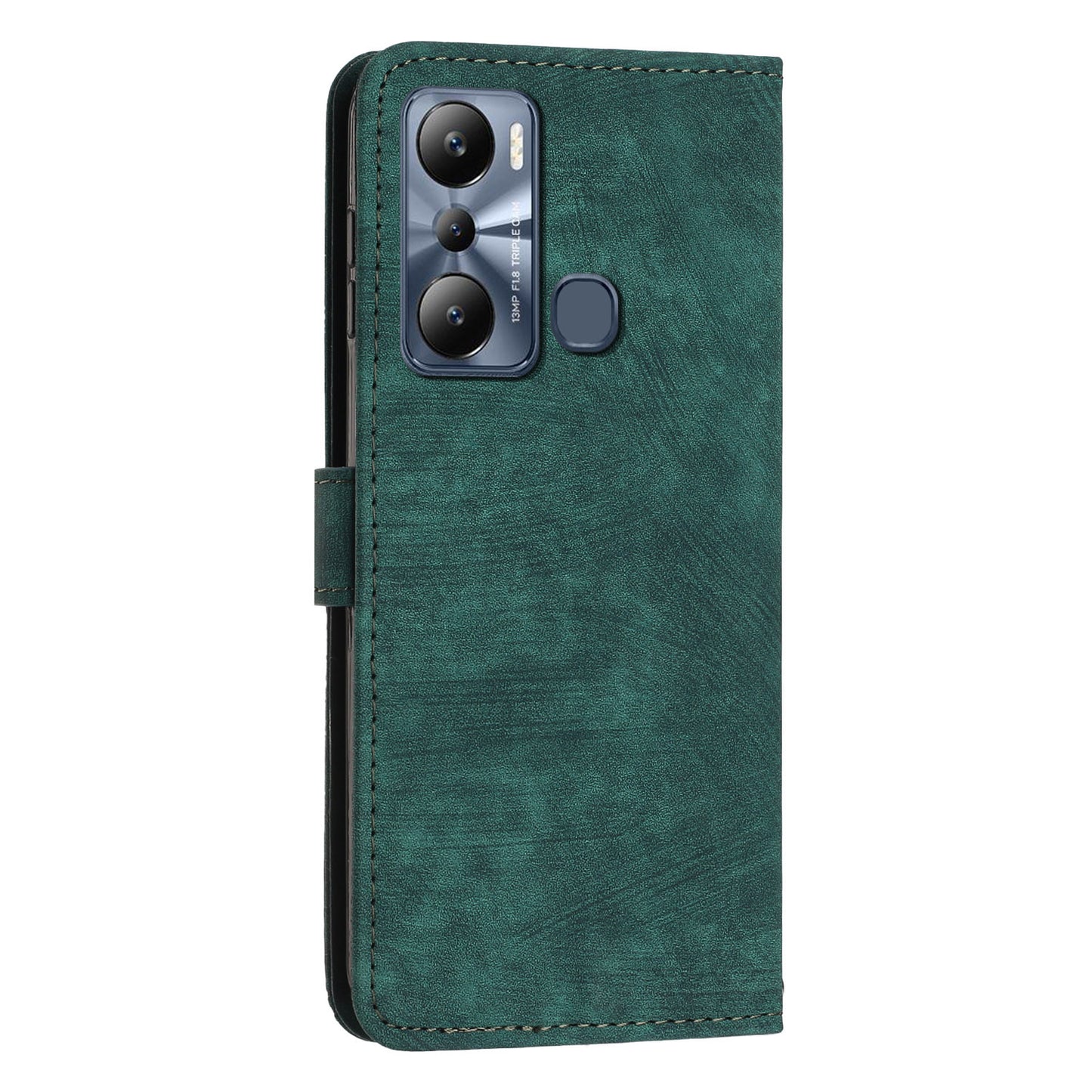 For Infinix Hot 20i 4G Stand PU Leather Case Skin-touch Lines Imprinted Phone Wallet Cover
