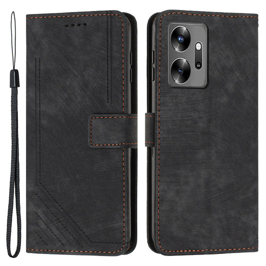 For Infinix Zero 20 4G Leather Phone Stand Case Skin-touch Lines Imprinted Wallet Phone Cover