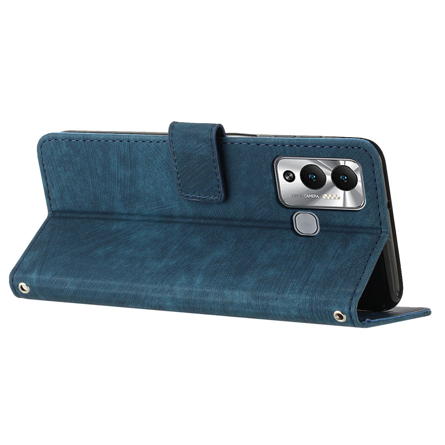 Flip Shell for Infinix Hot 12 Play 4G PU Leather Phone Case Lines Imprinted Stand Wallet Cover