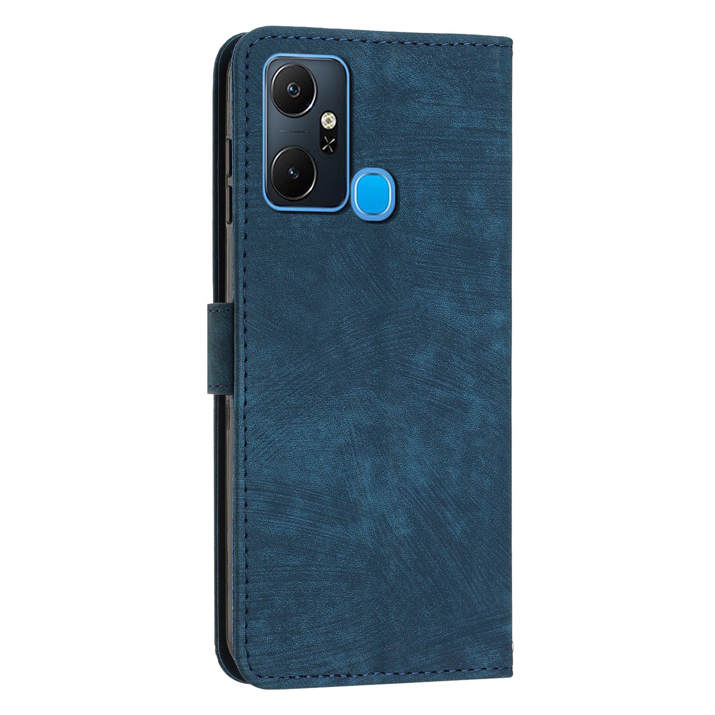 For Infinix Smart 6 Plus (India) 4G Leather Case Stand Wallet Lines Imprinted Skin-touch Phone Cover