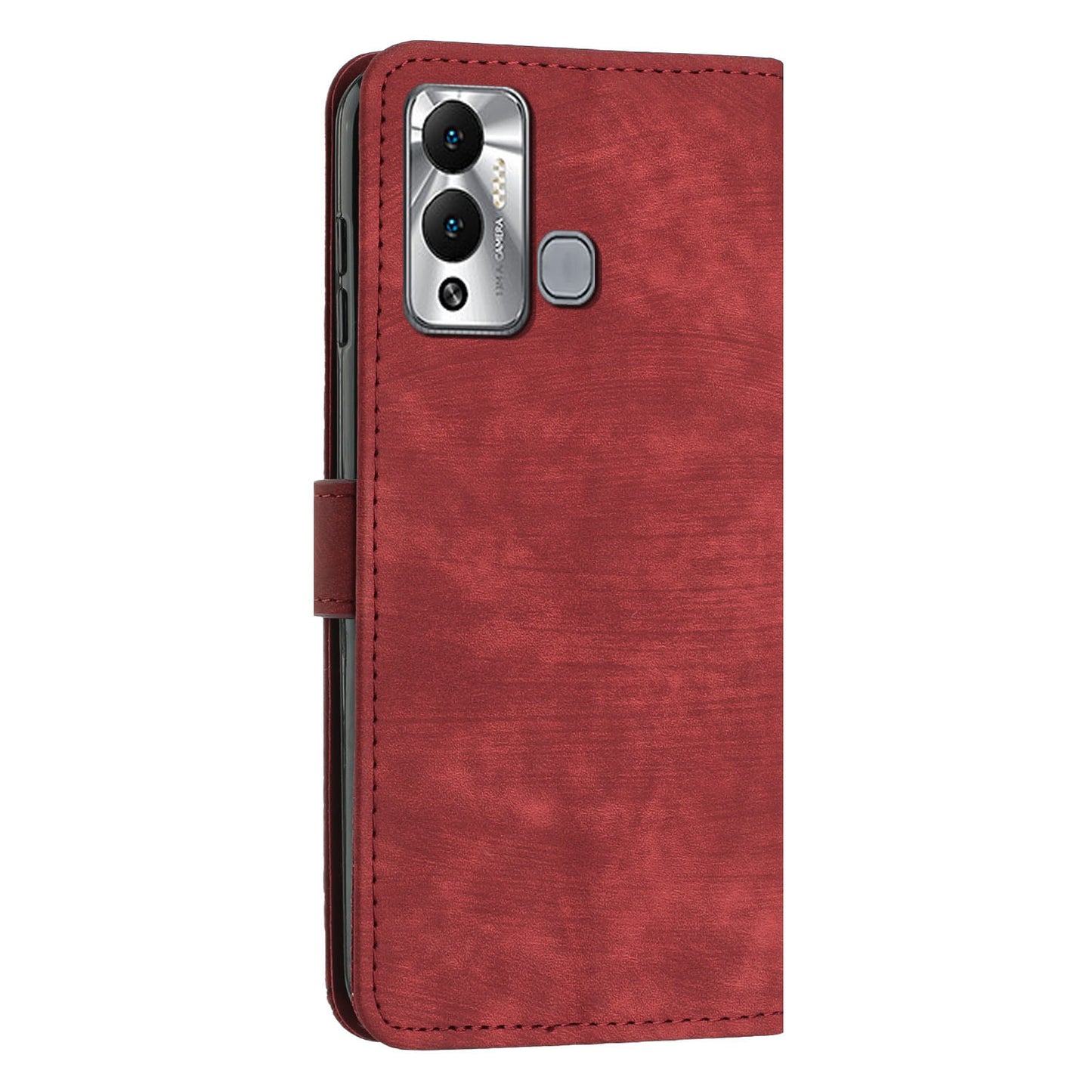 For Infinix Hot 12 Play 4G Skin-touch Wallet Phone Case Lines Imprinted Leather Stand Cover