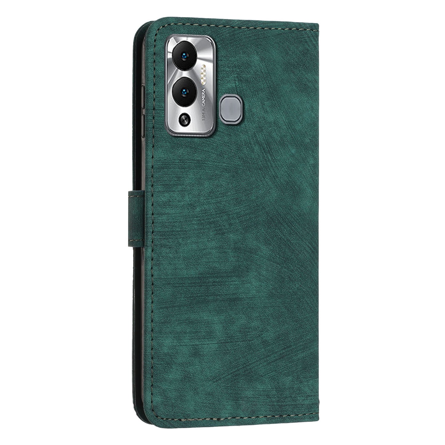 For Infinix Hot 12 Play 4G Skin-touch Wallet Phone Case Lines Imprinted Leather Stand Cover