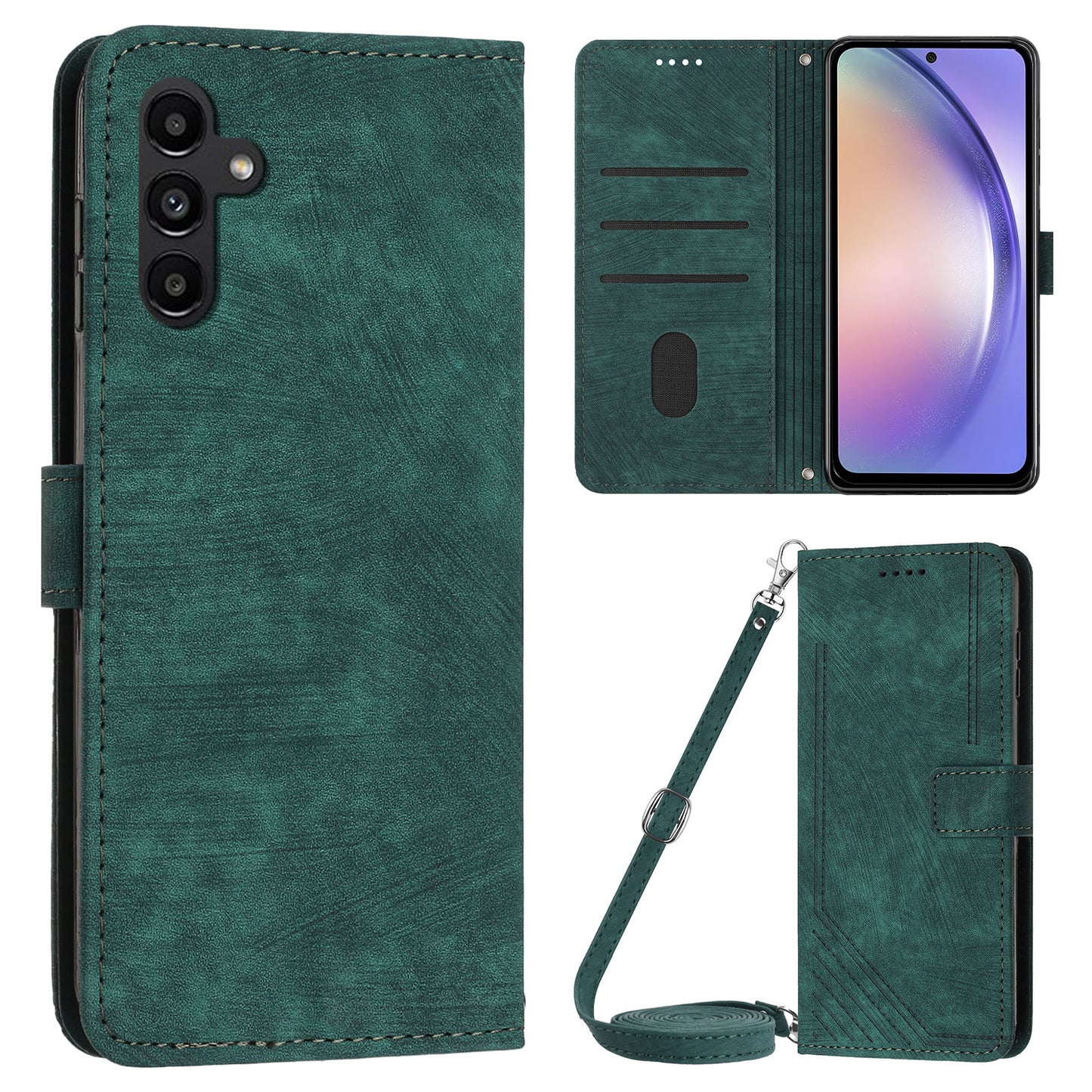 Phone Case for Samsung Galaxy A54 5G PU Leather Lines Imprinted Wallet Stand Flip Cover