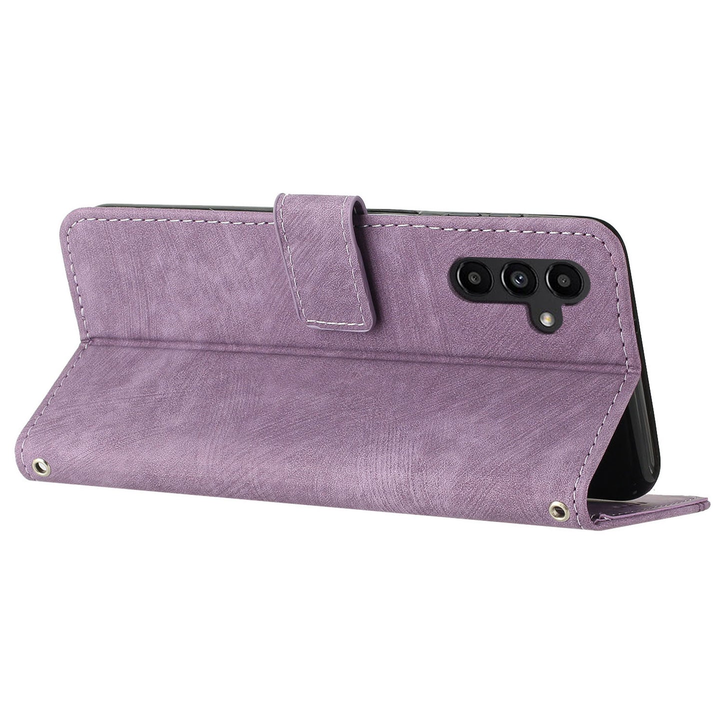 Phone Case for Samsung Galaxy A54 5G PU Leather Lines Imprinted Wallet Stand Flip Cover