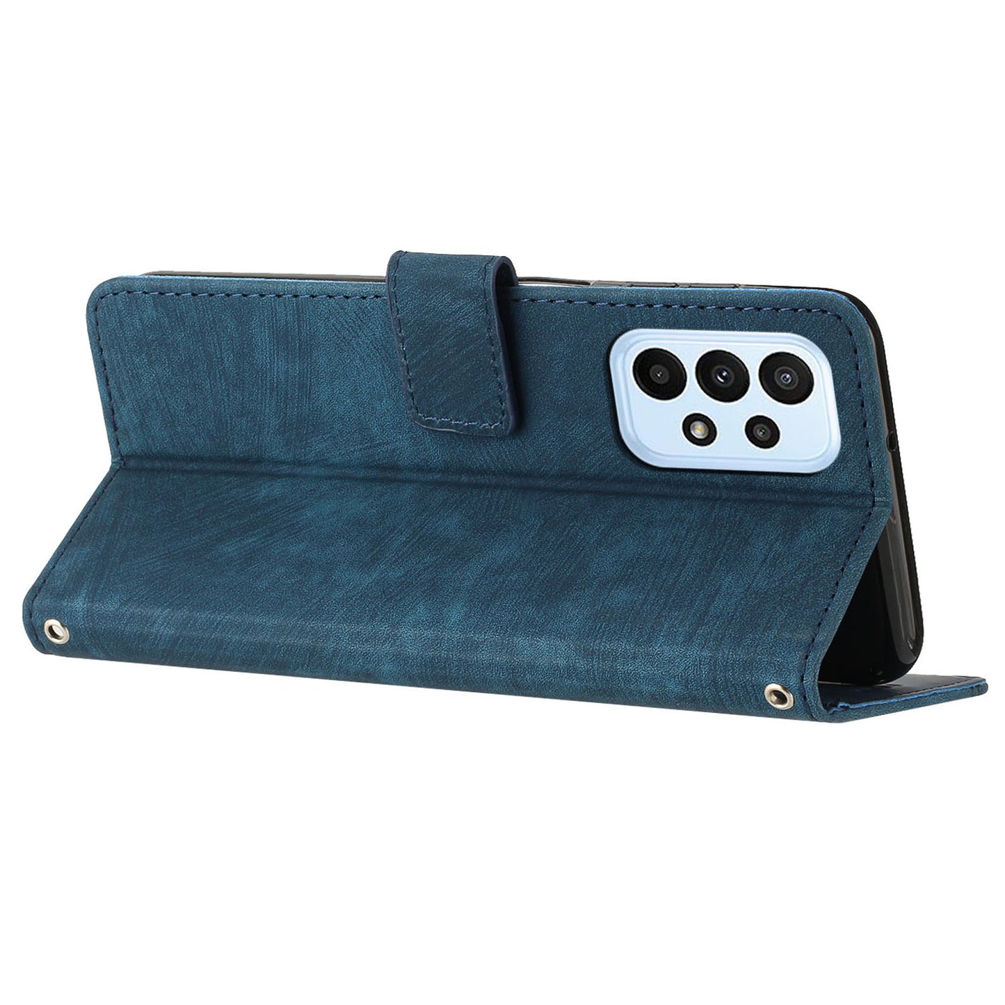 Skin-touch Feeling Wallet Case for Samsung Galaxy A33 5G , Lines Imprinted Stand PU Leather Phone Cover