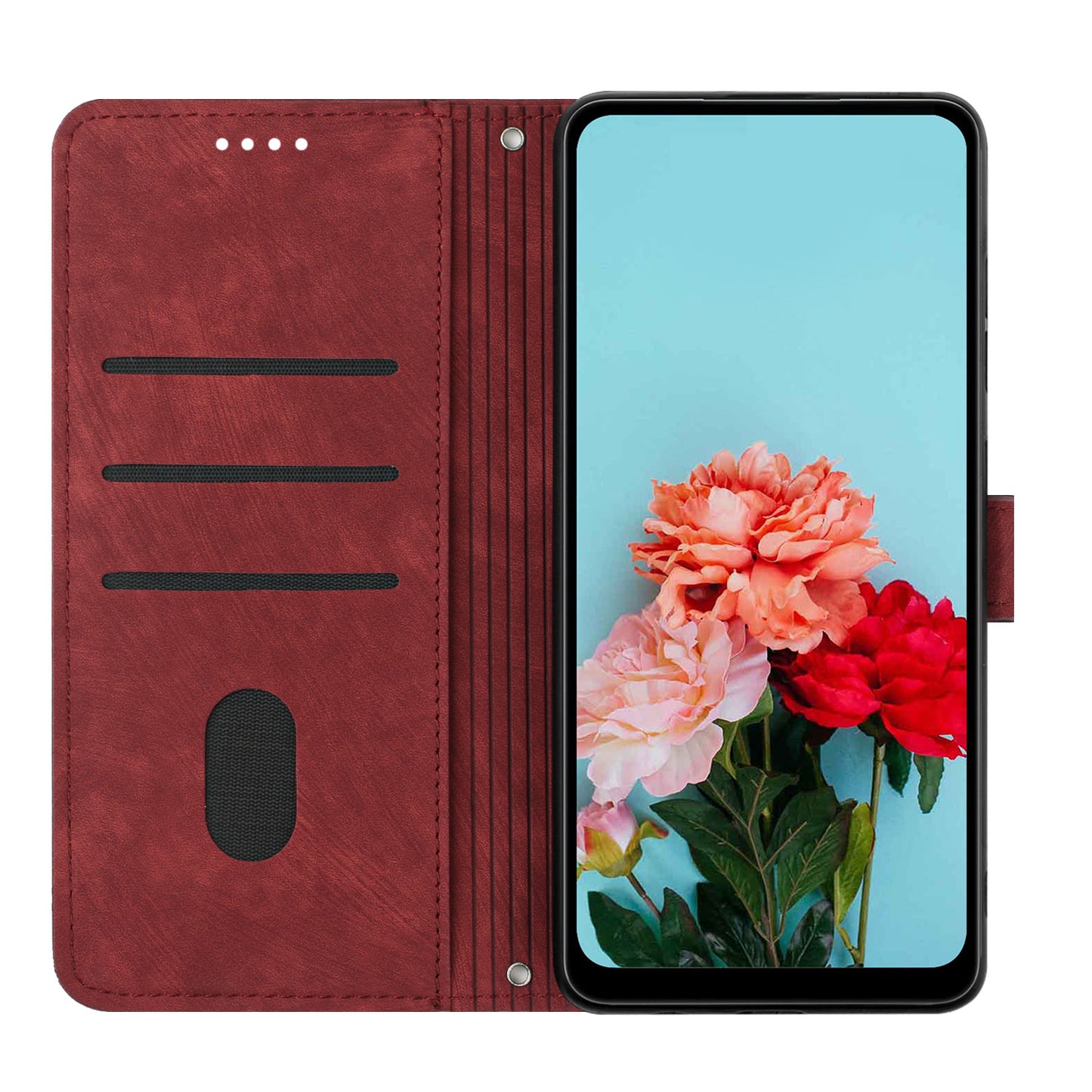 For Samsung Galaxy A42 5G / M42 5G Imprinted Lines Stand Phone Cover Wallet Case PU Leather Flip Shell