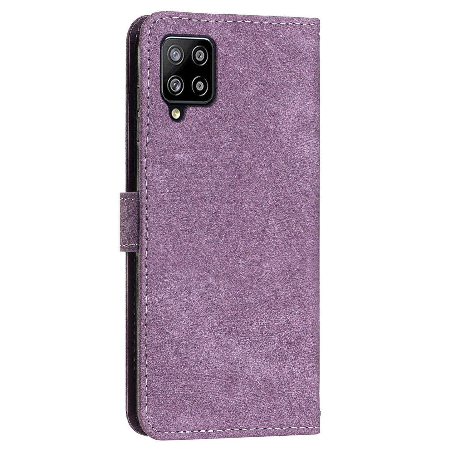 For Samsung Galaxy A42 5G / M42 5G Imprinted Lines Stand Phone Cover Wallet Case PU Leather Flip Shell