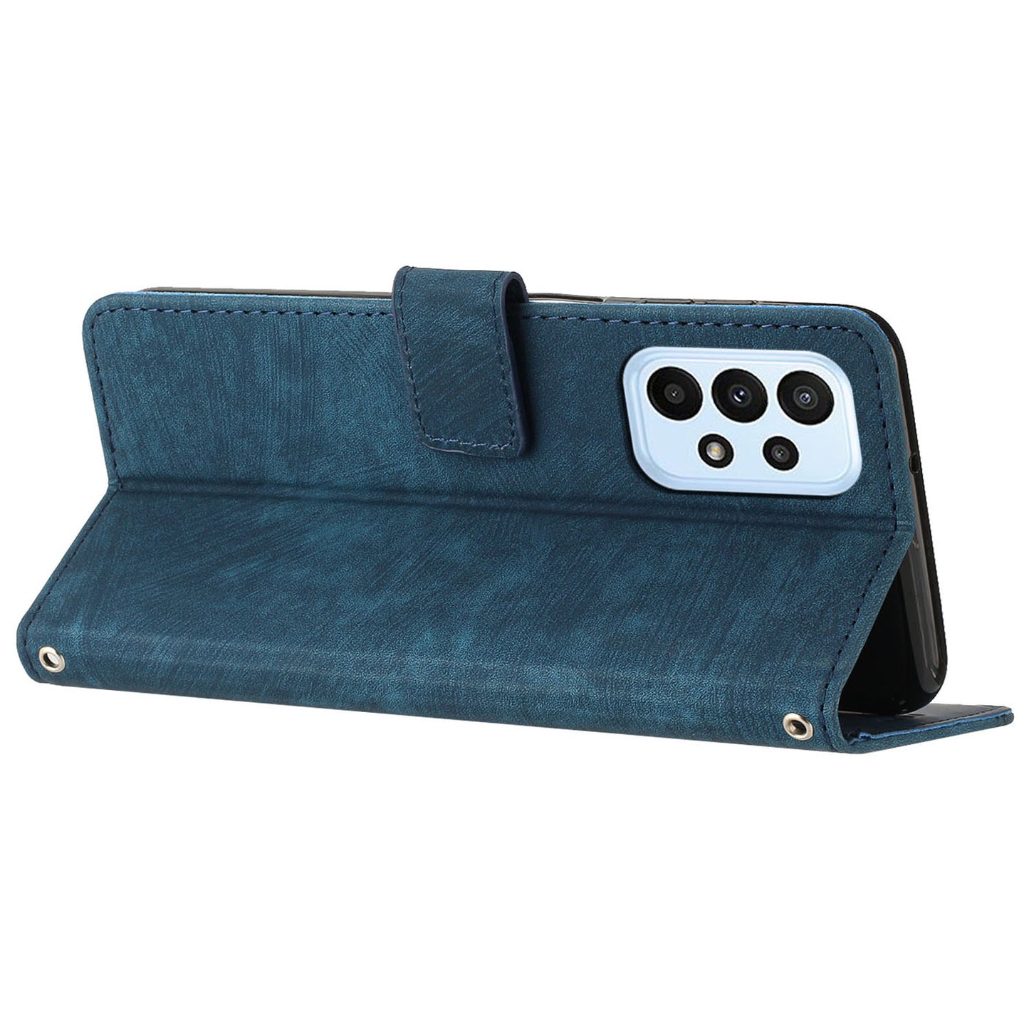 For Samsung Galaxy A53 5G Phone Case Wallet PU Leather Stand Lines Imprinted Skin-touch Cover