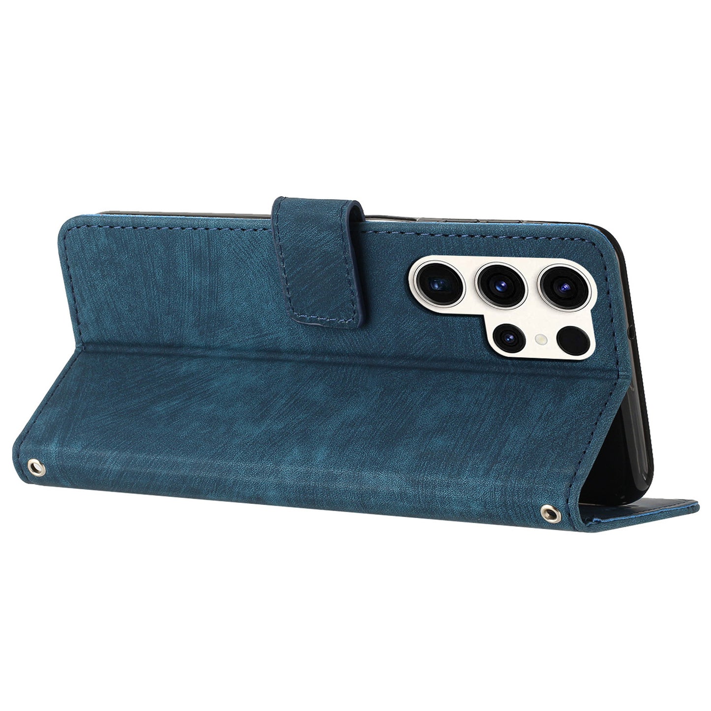 For Samsung Galaxy S23 Ultra Wallet Phone Case Crossbody PU Leather Stand Lines Imprinted Flip Cover