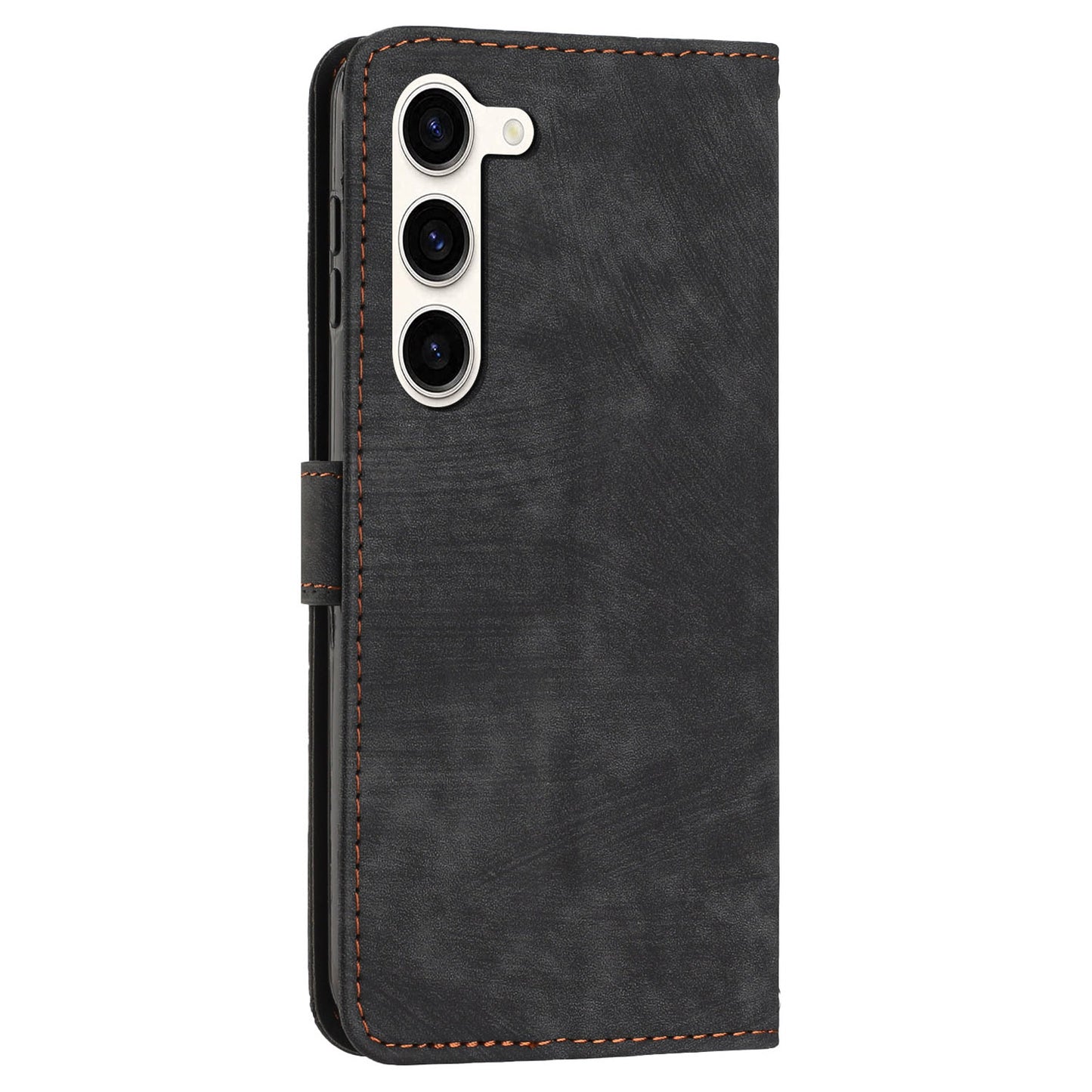 For Samsung Galaxy S23+ Wallet Case PU Leather Folio Flip Shell Lines Imprinted Stand Phone Cover