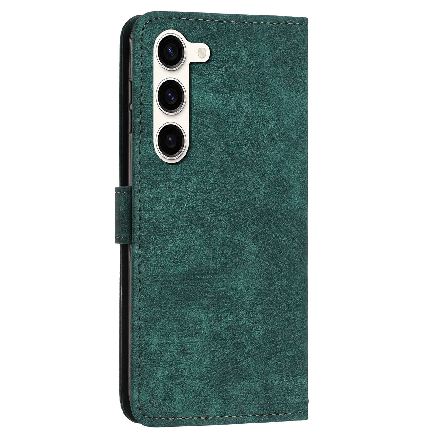 For Samsung Galaxy S23+ Wallet Case PU Leather Folio Flip Shell Lines Imprinted Stand Phone Cover