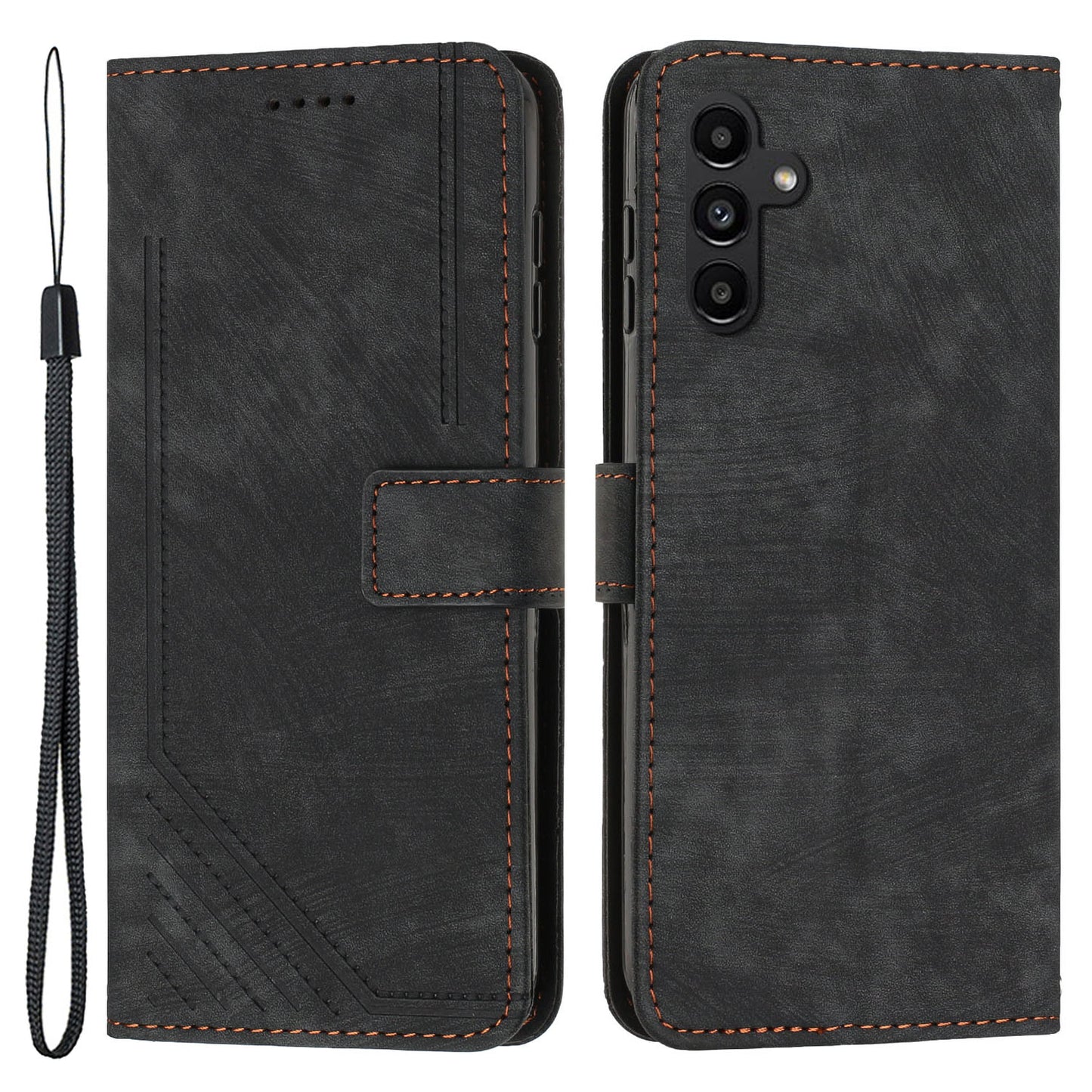 Lines Imprinted PU Leather Flip Cover for Samsung Galaxy A54 5G Skin-Touch Wallet Phone Case with Stand