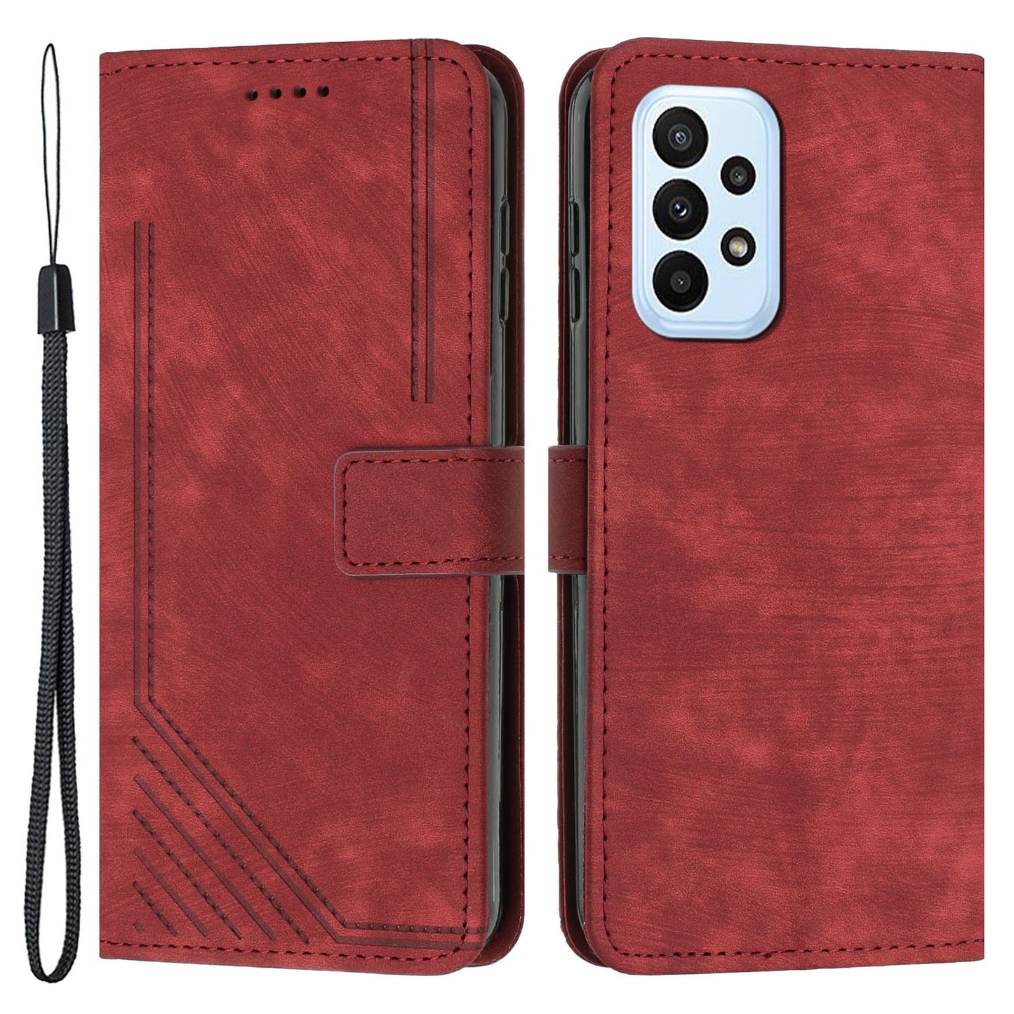 For Samsung Galaxy A72 4G / 5G Wallet Phone Case Skin-Touch Lines Imprinted PU Leather Flip Cover