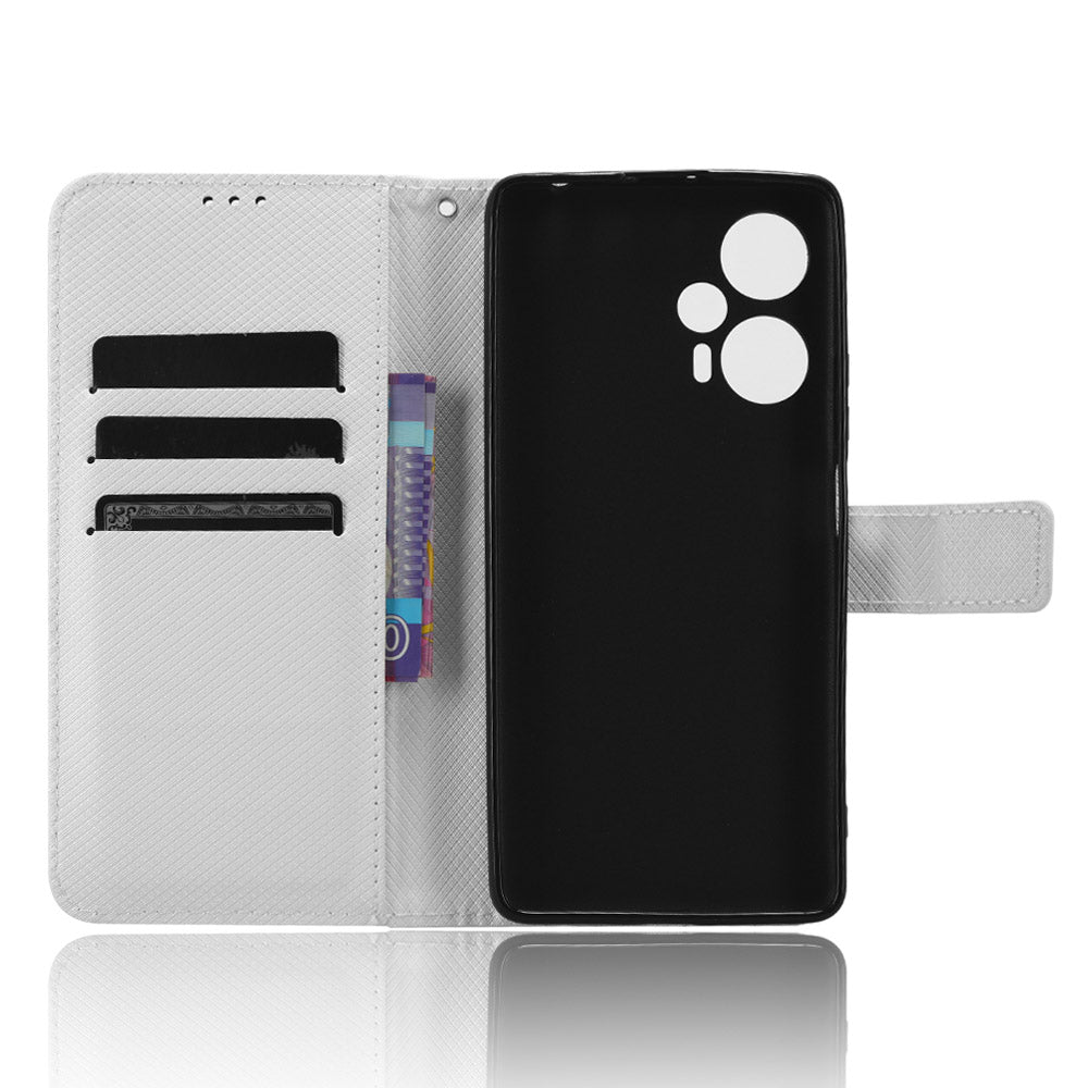 For Xiaomi Redmi Note 12 Turbo 5G / Poco F5 5G Cell Phone Case Stand Wallet Leather Diamond Texture Cover