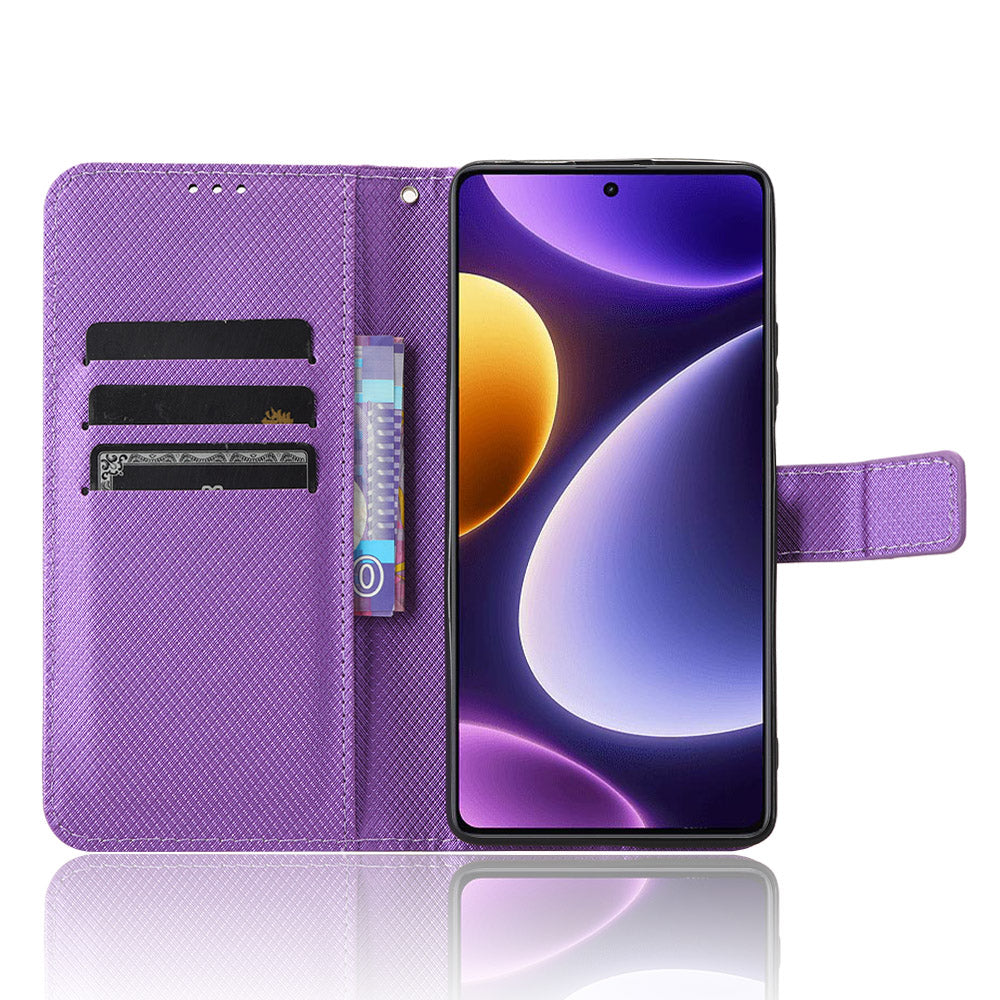 For Xiaomi Redmi Note 12 Turbo 5G / Poco F5 5G Cell Phone Case Stand Wallet Leather Diamond Texture Cover