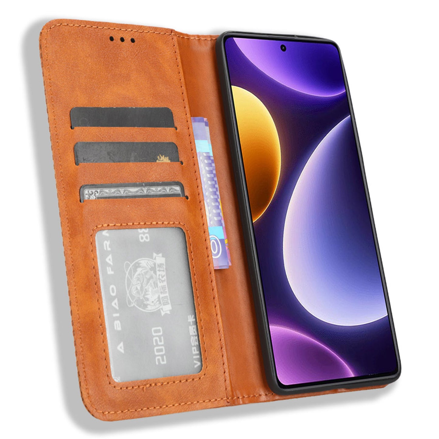 For Xiaomi Redmi Note 12 Turbo 5G / Poco F5 5G PU Leather Phone Wallet Case Foldable Stand Retro Cell Phone Cover