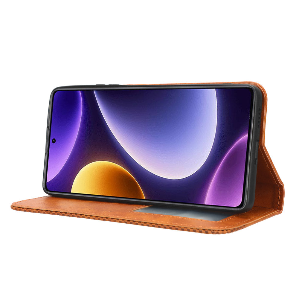 For Xiaomi Redmi Note 12 Turbo 5G / Poco F5 5G PU Leather Phone Wallet Case Foldable Stand Retro Cell Phone Cover