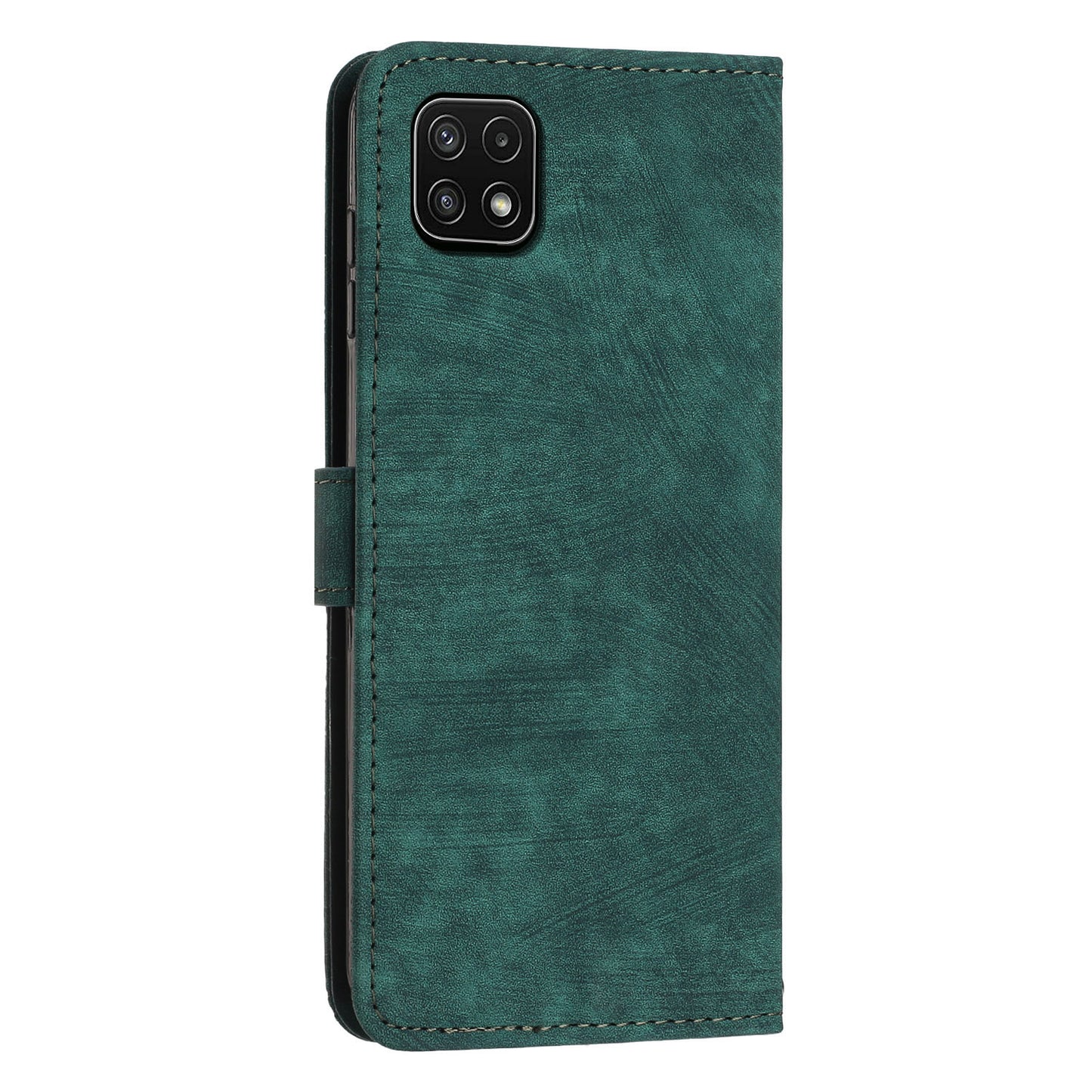 For Samsung Galaxy A22 5G (EU Version) Wallet Phone Case Skin-Touch Lines Imprinted PU Leather Cover