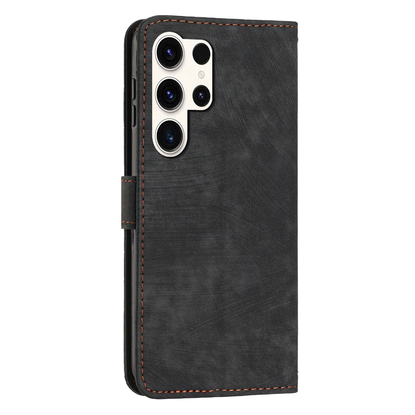 For Samsung Galaxy S23 Ultra Protective Wallet Case Skin-Touch Lines Imprinted PU Leather Phone Cover