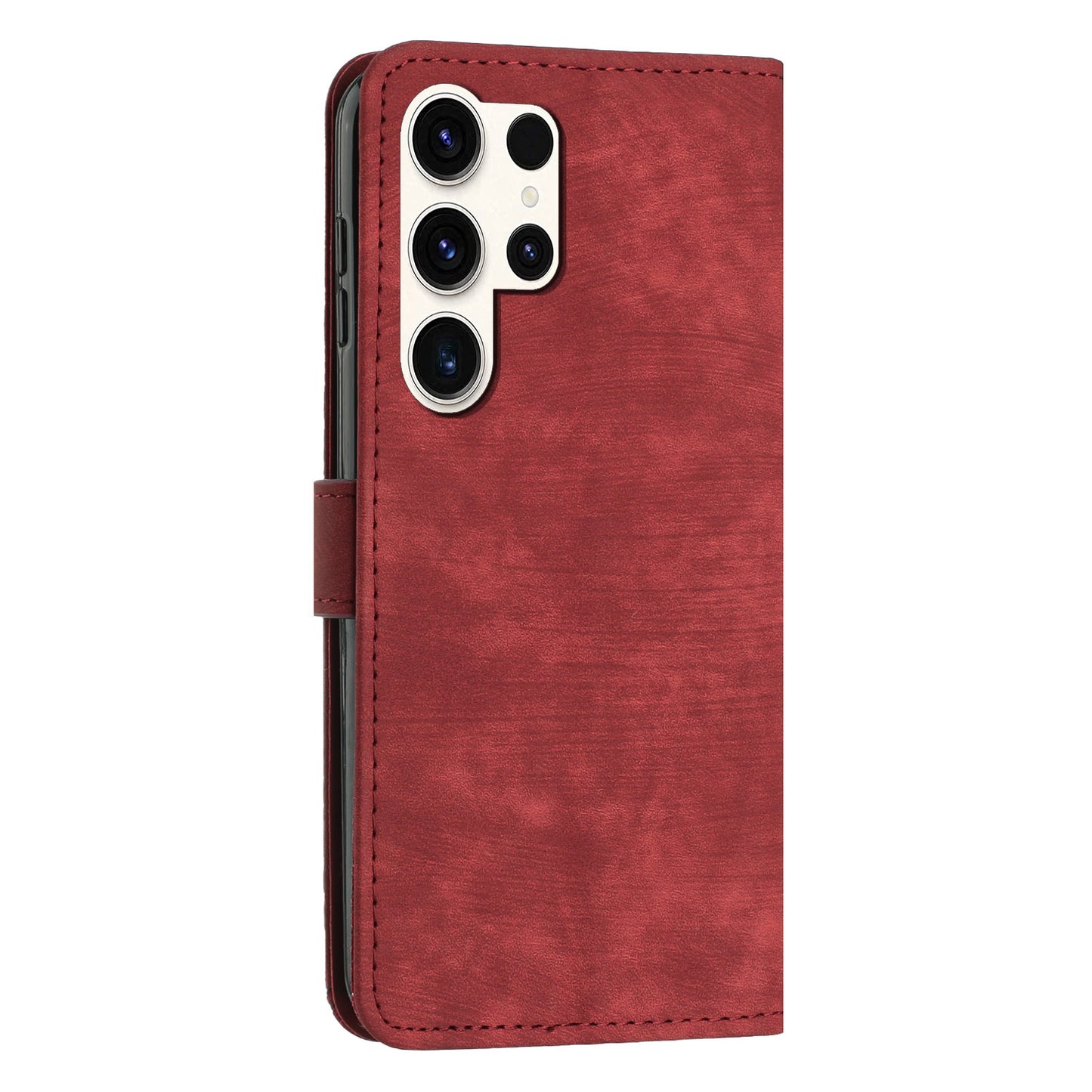 For Samsung Galaxy S23 Ultra Protective Wallet Case Skin-Touch Lines Imprinted PU Leather Phone Cover