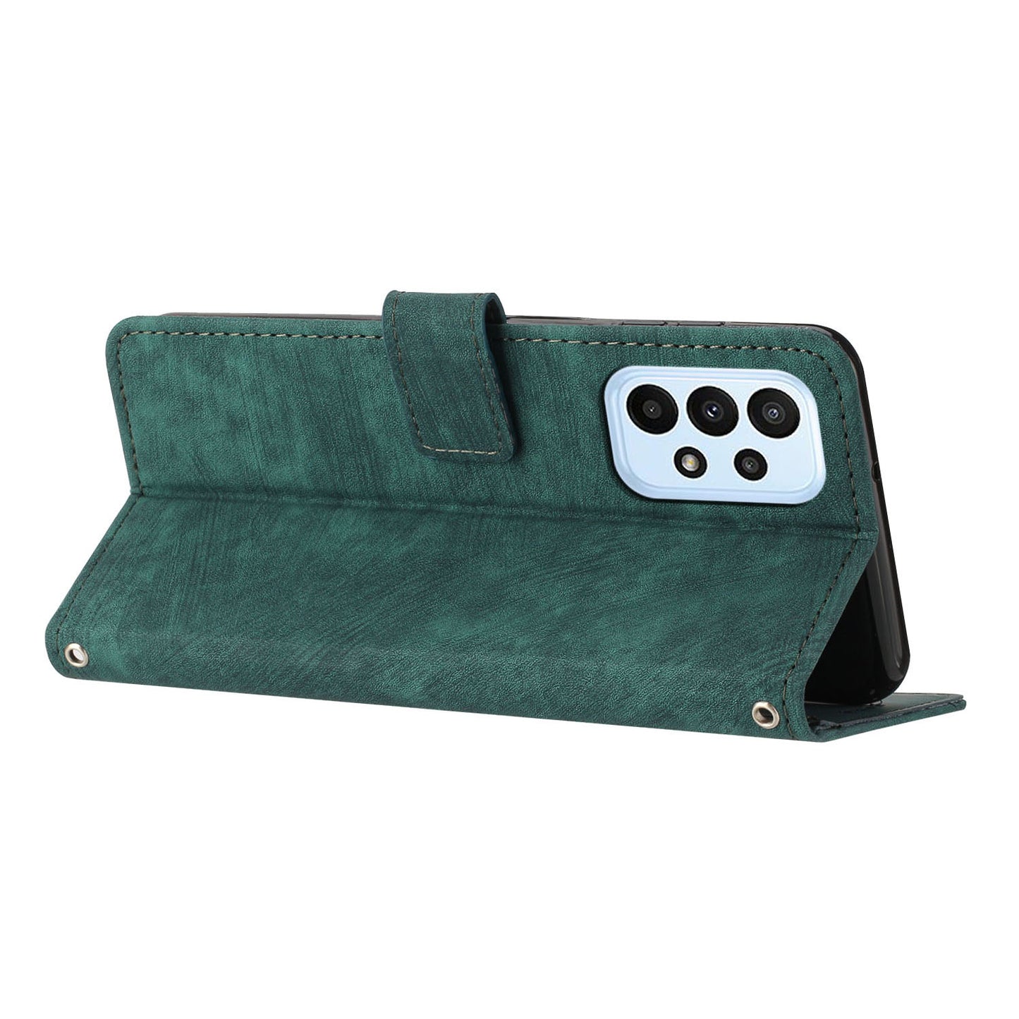 Shockproof Case for Samsung Galaxy A53 5G Skin-Touch Wallet Phone Case Lines Imprinted PU Leather Cover