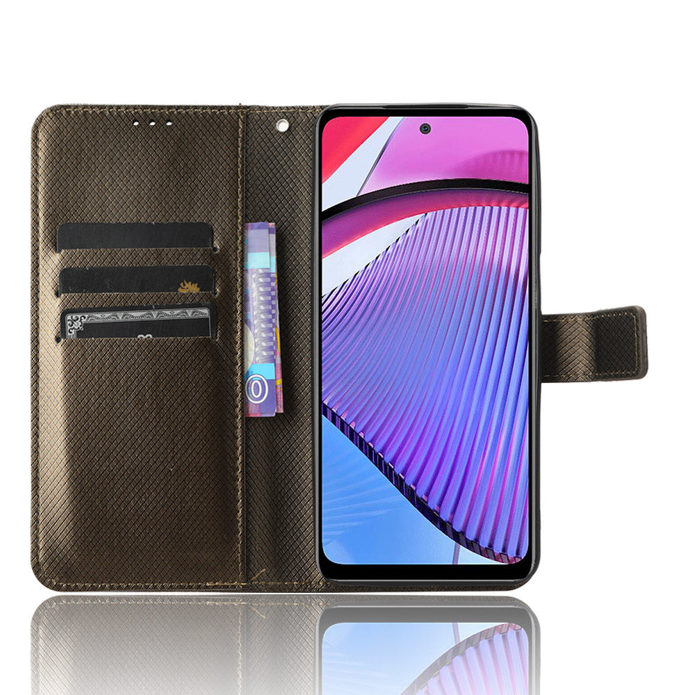 For Motorola Moto G Power 5G Stand Wallet Leather Phone Case Diamond Texture Smartphone Cover