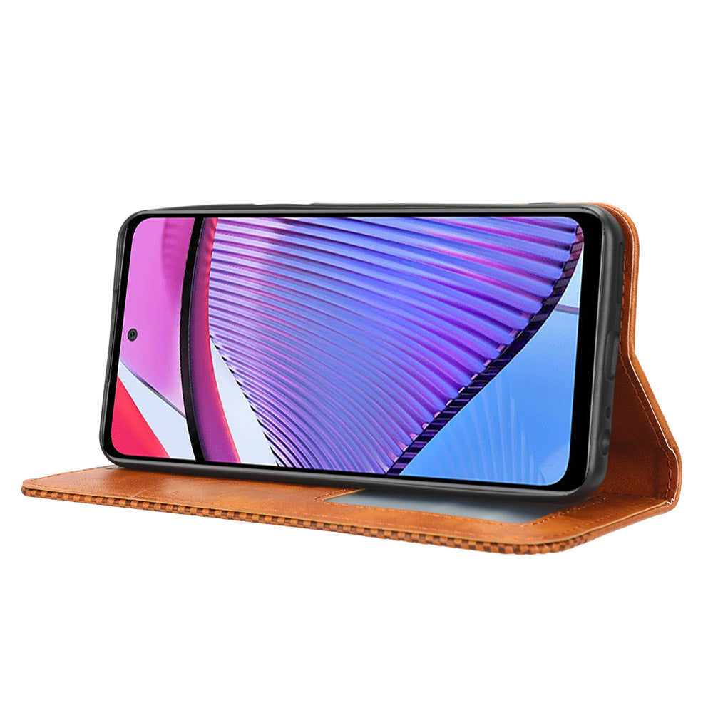 For Motorola Moto G Power 5G Retro Phone Case Stand Wallet PU Leather Anti-drop Phone Cover