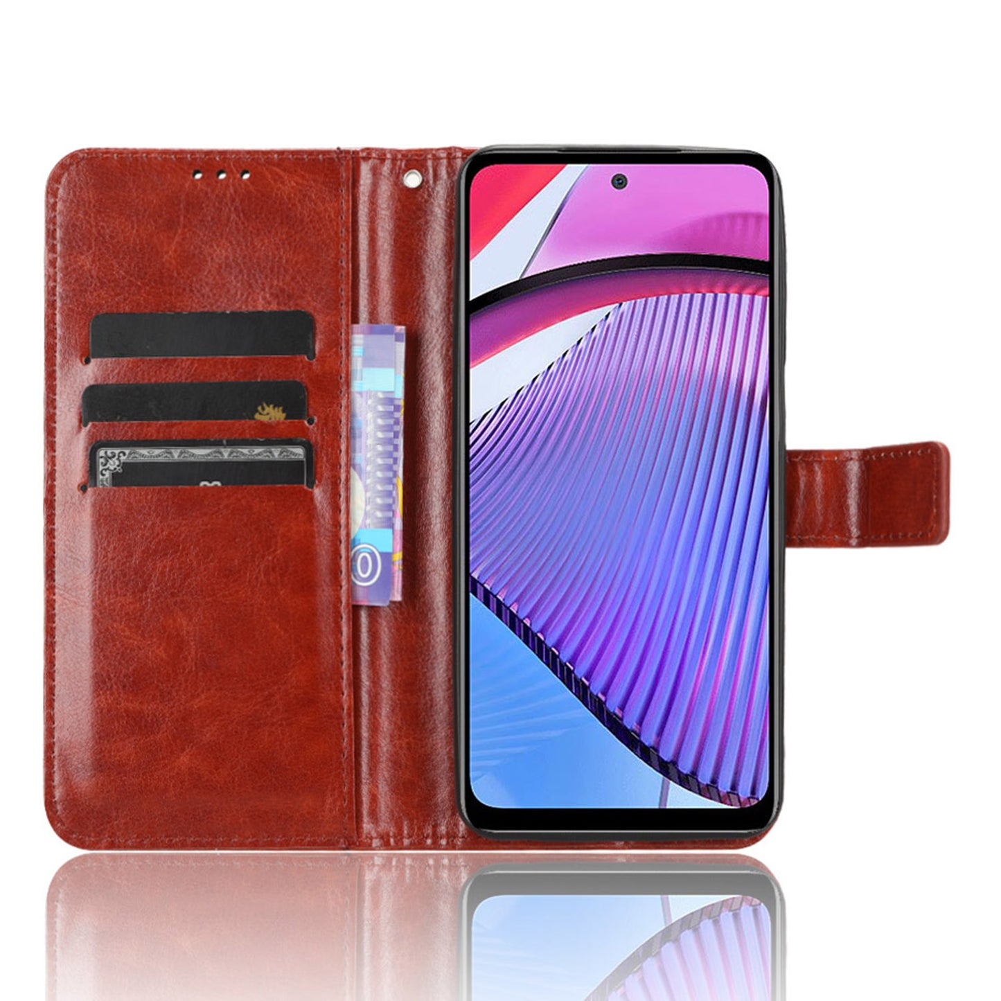 For Motorola Moto G Power 5G PU Leather Wallet Phone Case Crazy Horse Texture Stand Cover
