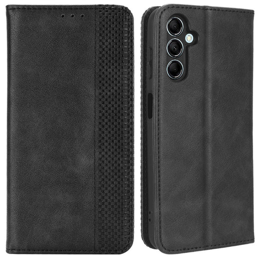 For Samsung Galaxy M14 5G Retro Phone Case PU Leather Phone Stand Wallet Protective Cover