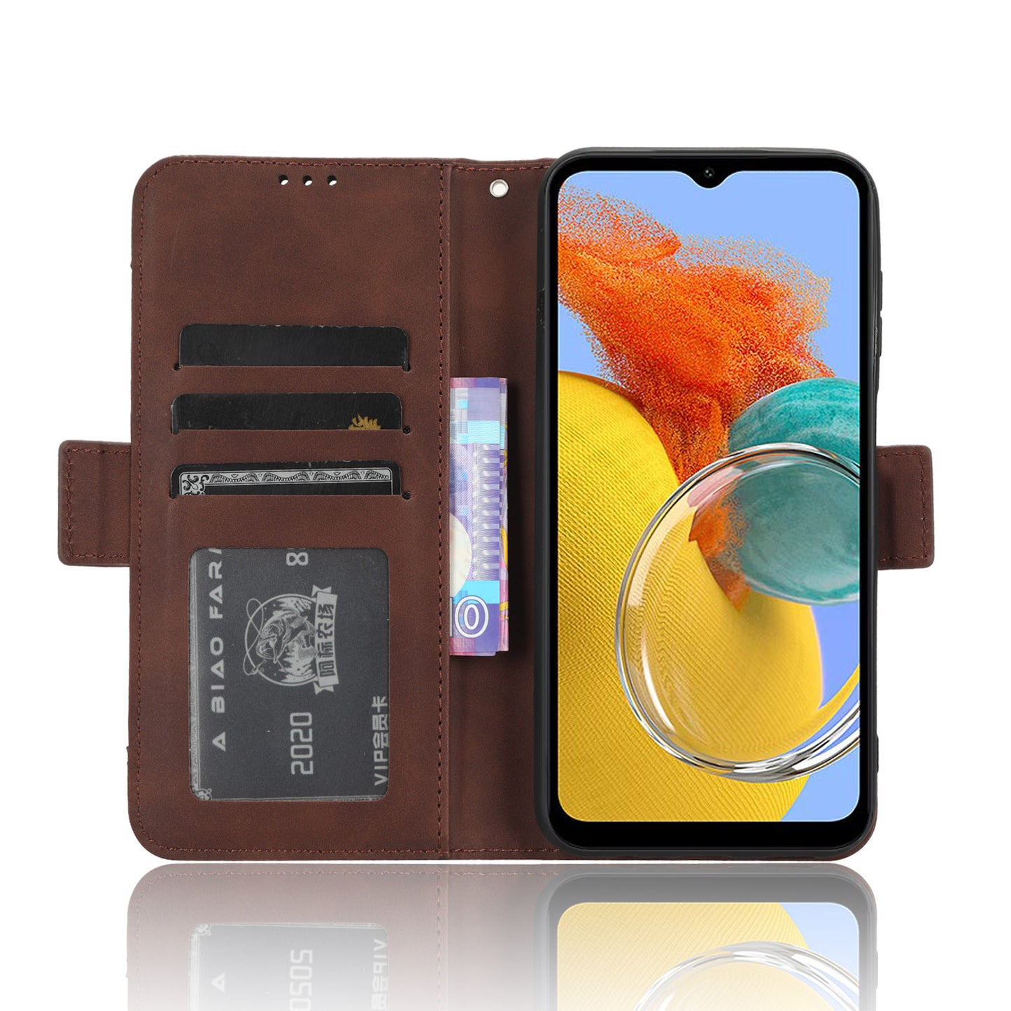 Wallet PU Leather Case for Samsung Galaxy M14 5G , Multiple Card Slots Phone Stand Cover