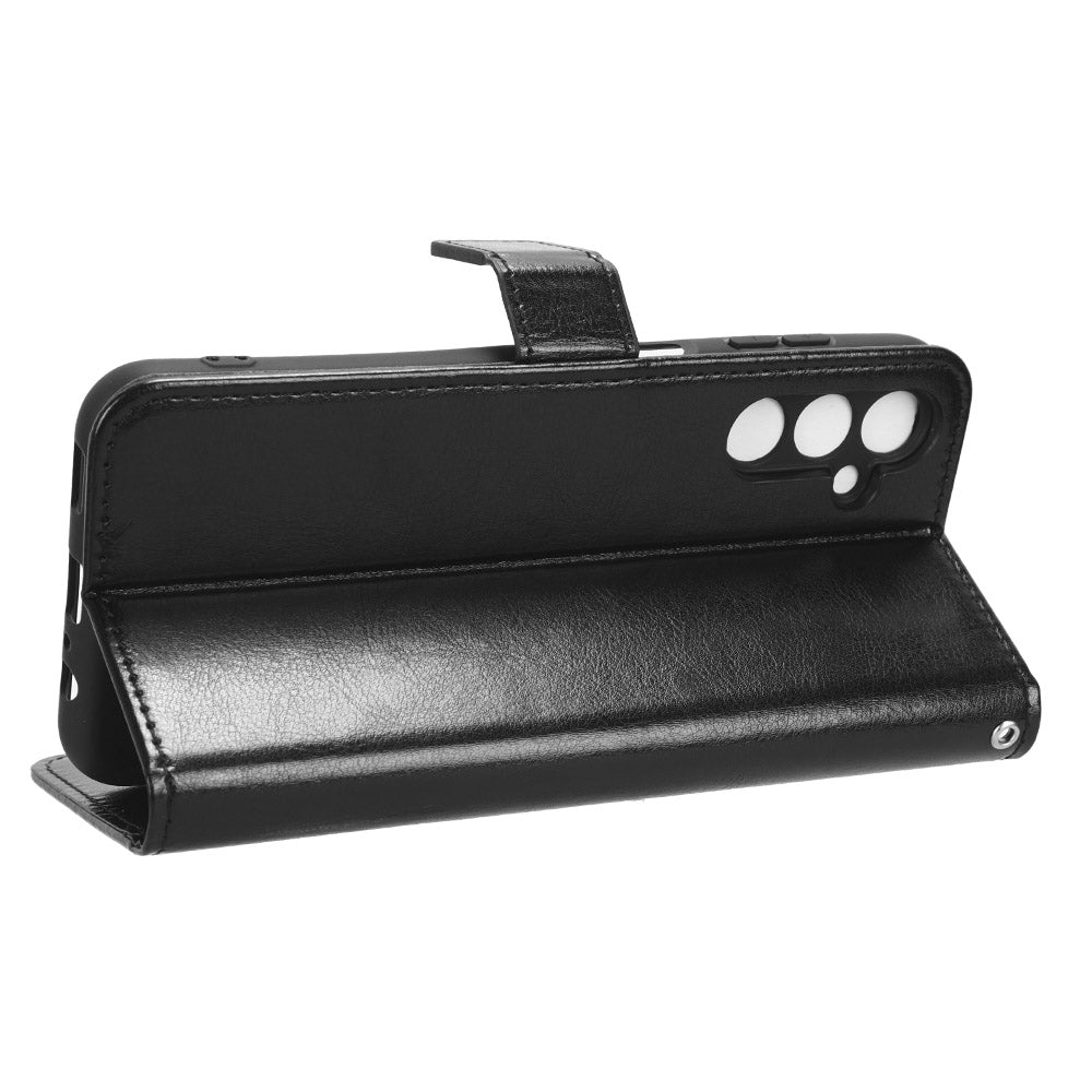 For Samsung Galaxy M14 5G Shockproof Leather Phone Case Wallet Crazy Horse Texture Phone Stand Cover