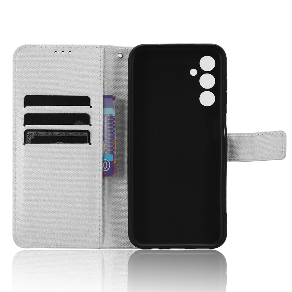 For Samsung Galaxy M14 5G Phone Leather Case Diamond Texture Stand Wallet Cell Phone Cover