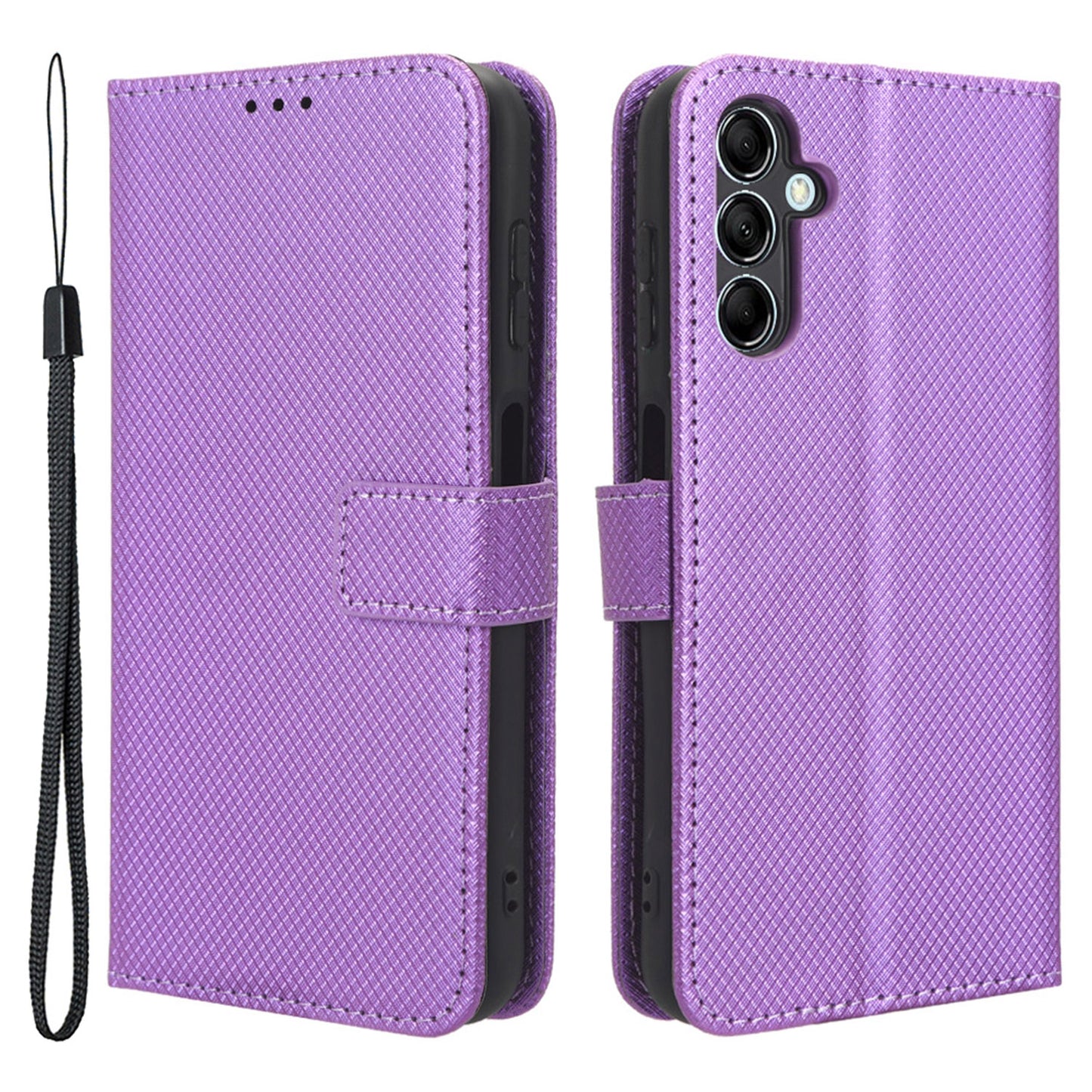 For Samsung Galaxy M14 5G Phone Leather Case Diamond Texture Stand Wallet Cell Phone Cover