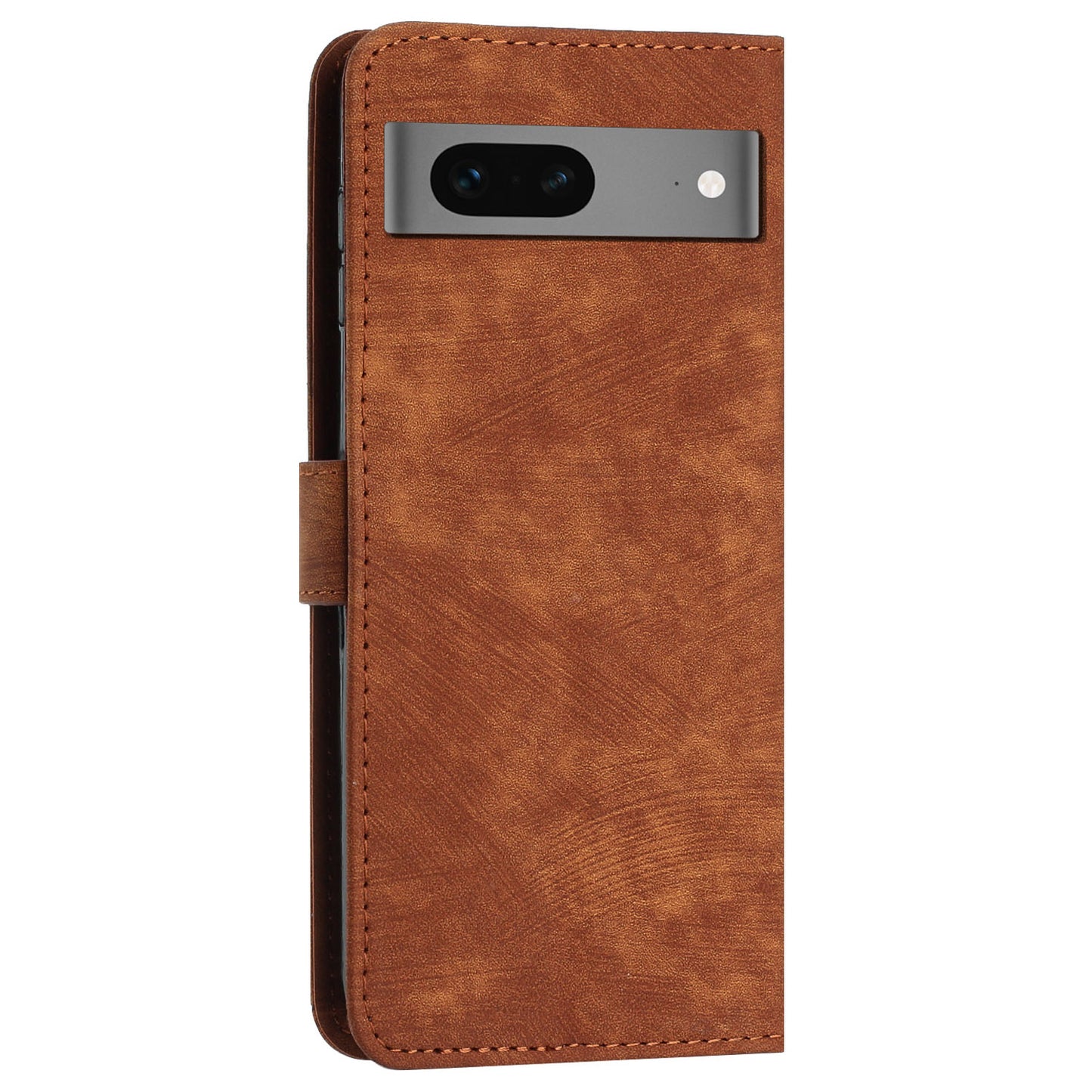 For Google Pixel 7 5G PU Leather Phone Case Lines Imprinted Stand Wallet Cover with 2 Straps